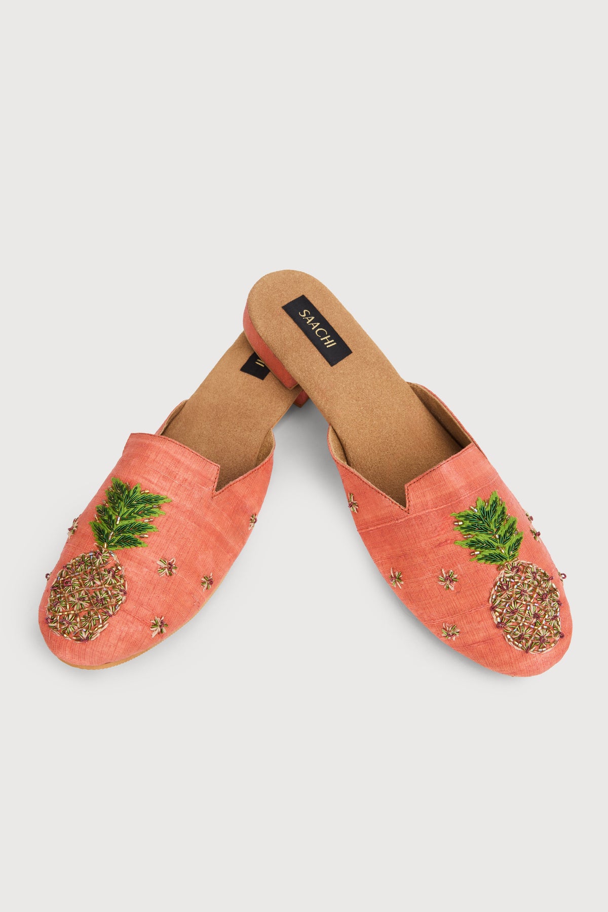 Pineapple Shoe Block Heel Mule - Coral