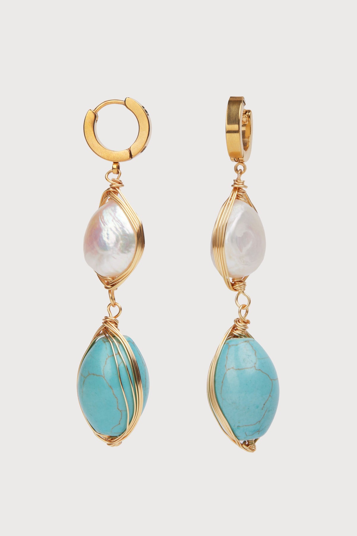 Turquoise Baroque Pearl Dangle Earrings - Turquoise