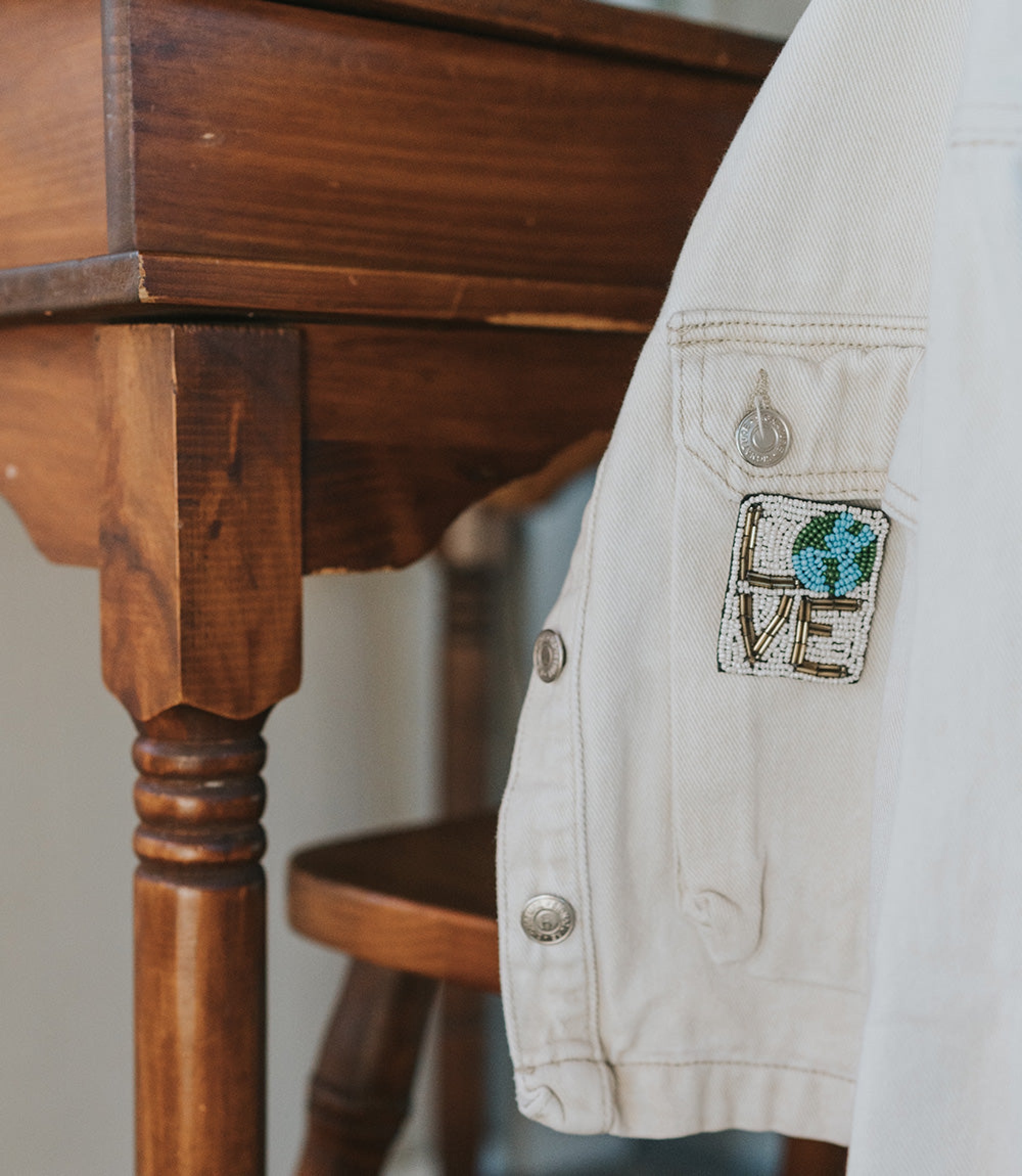 Bala Mani Beaded Love Mother Earth Brooch Pin