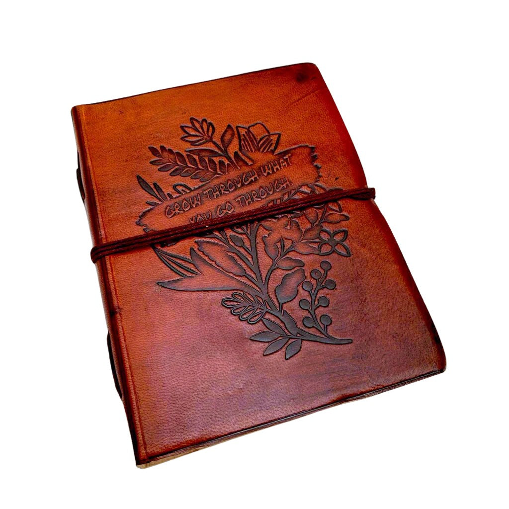 Handcrafted notebook embossed with powers - designed for your perfect healing partner, reminding you that every challenge in life holds an opportunity for evolution and new beginnings