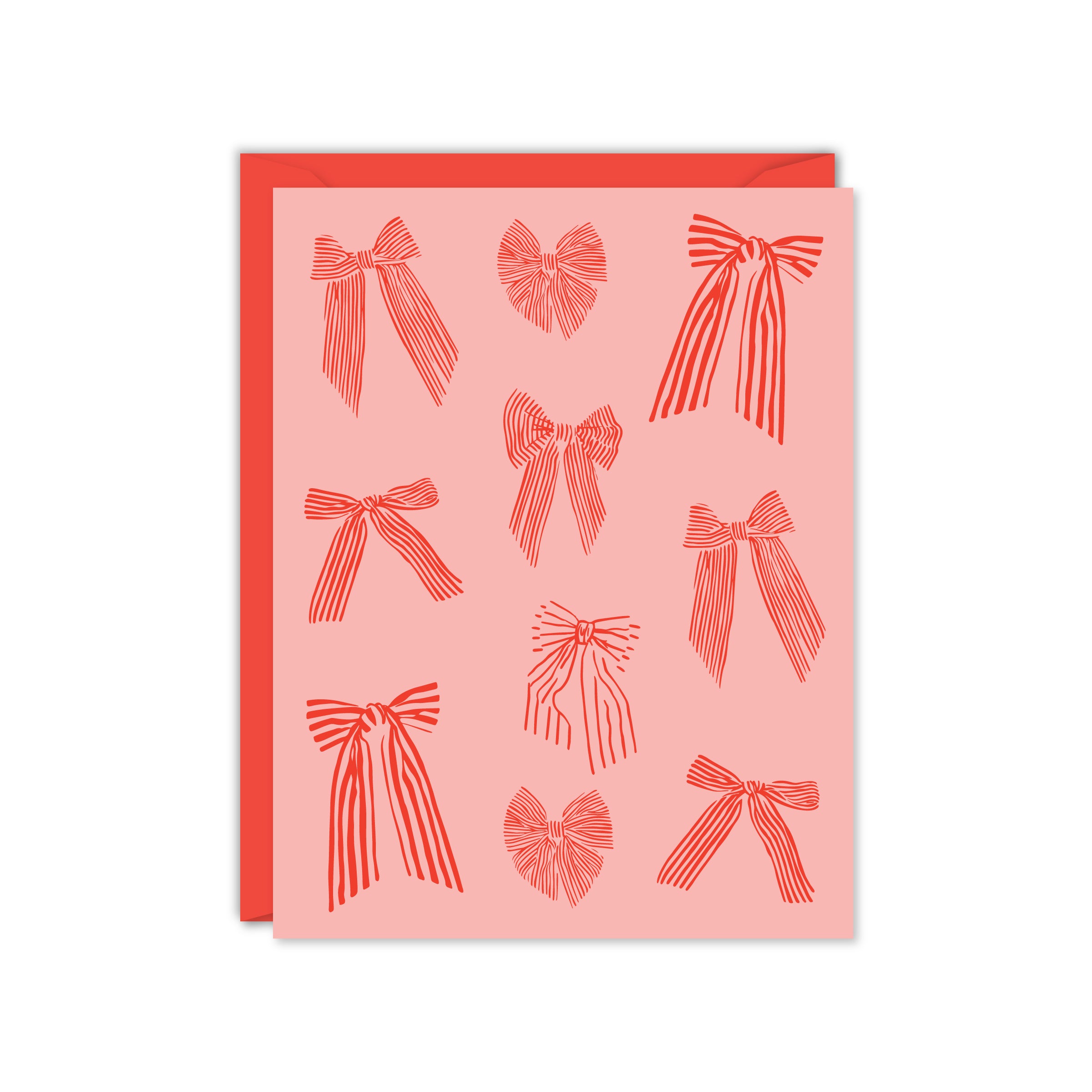 Red Bows Blank Card-Boxed Set of 8 Cards