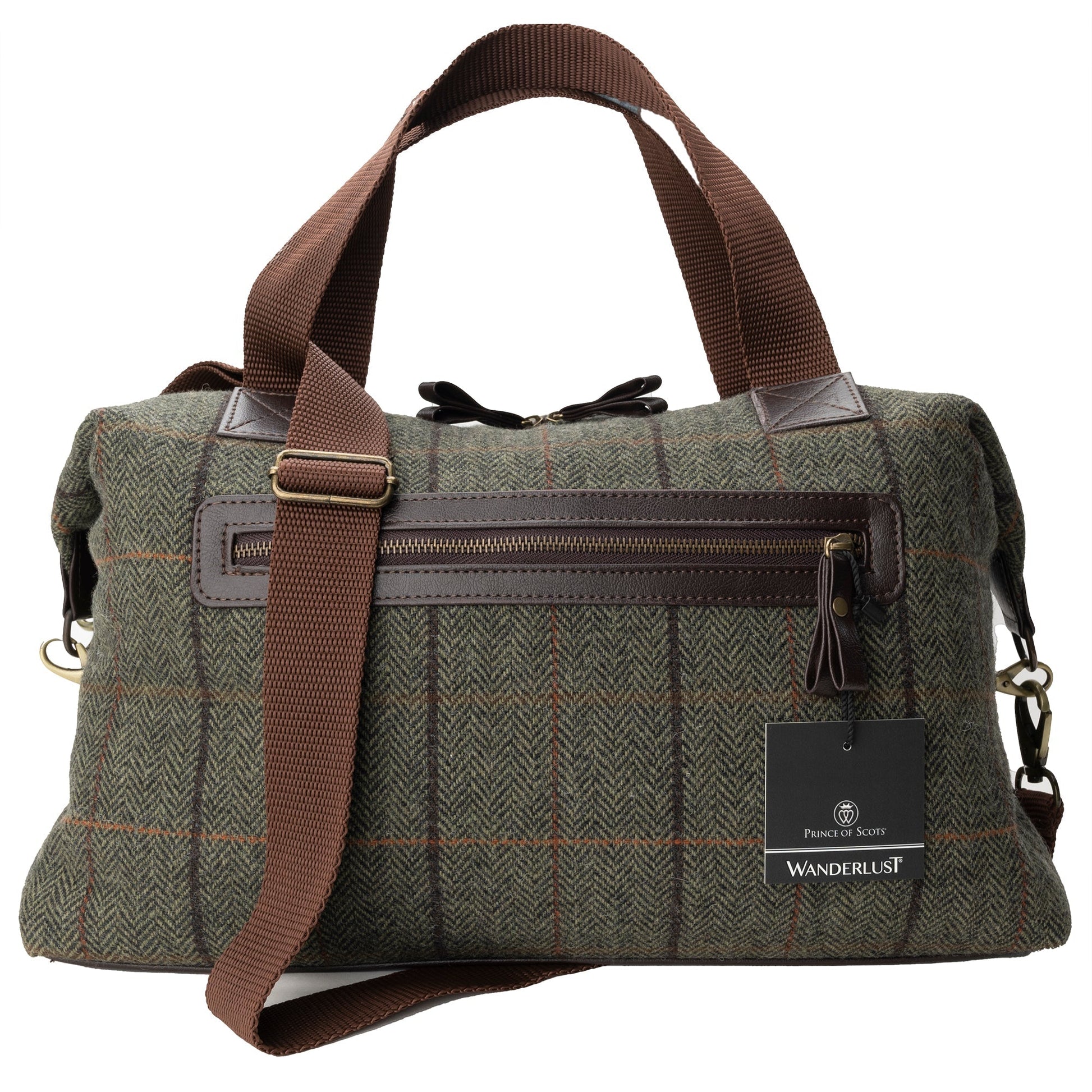 WANDERLUST Highland Tweeds Weekender Bag ~ Olive ~-Luggage-[bar code]-OliveTweedBag-Prince of Scots