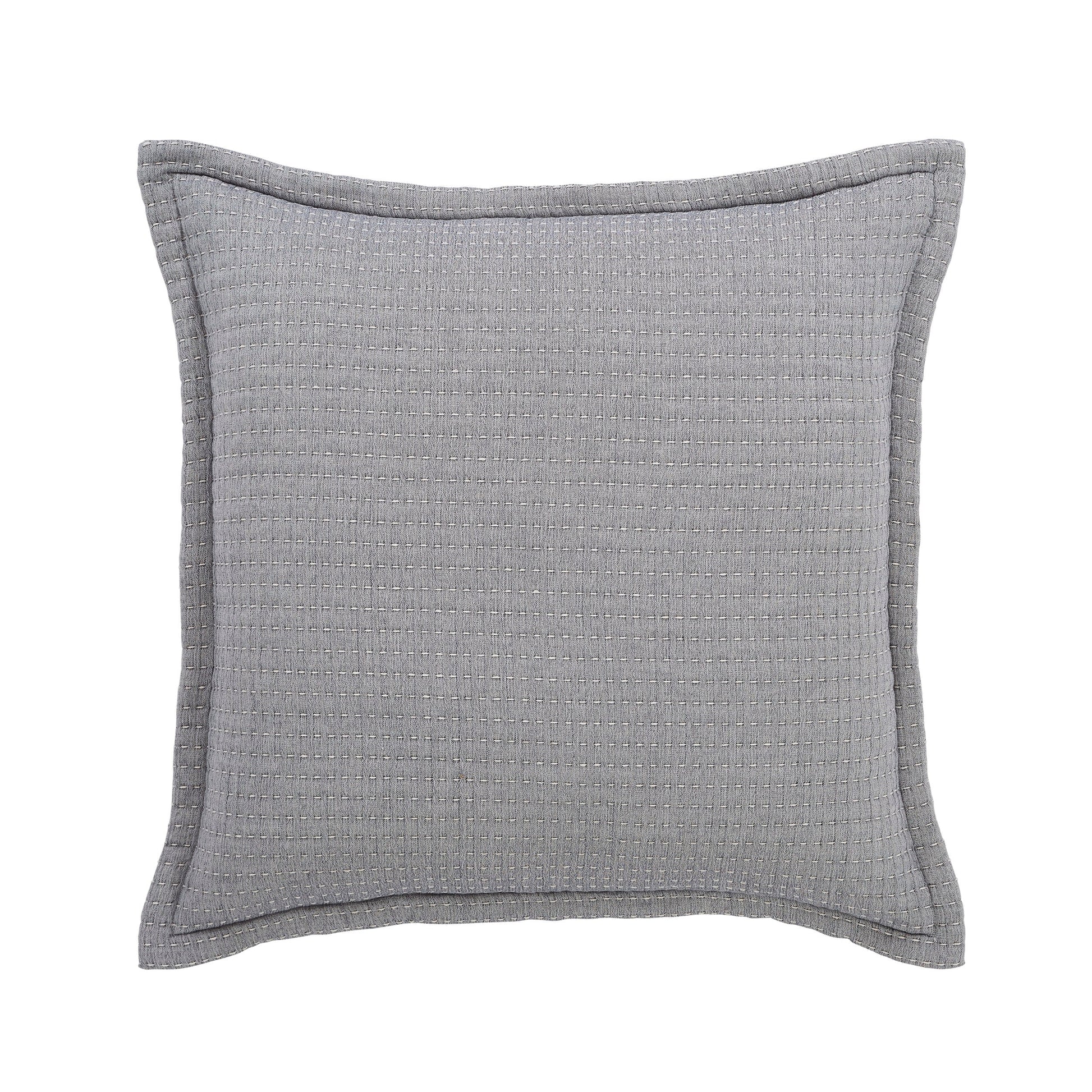 ES-108-2626_1|Contemporary medium grey woven blanket with subtle grid texture, sophisticated throw for modern living.