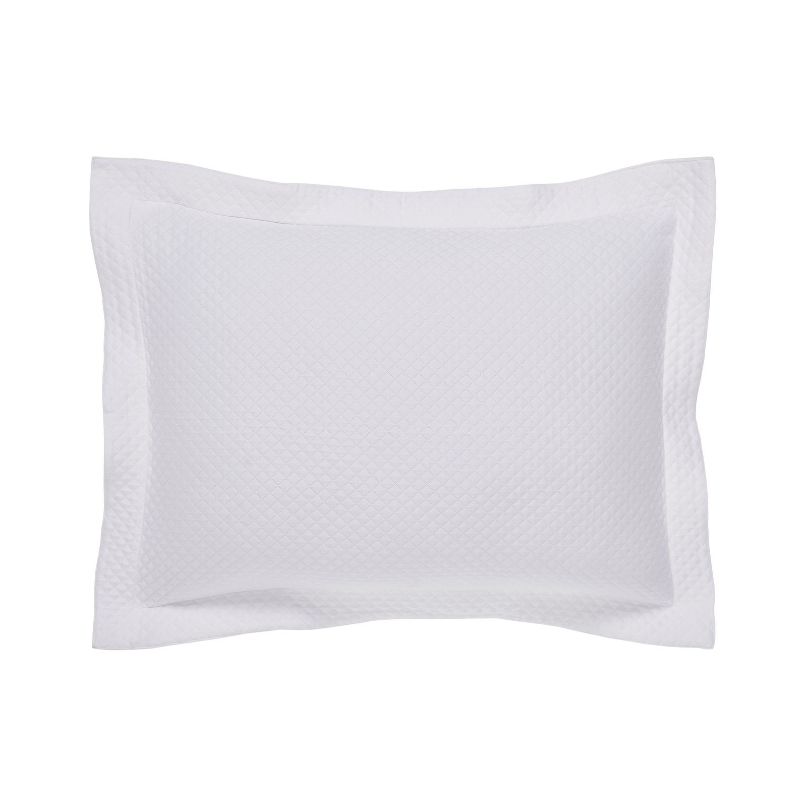 SS-173-2026_1|White quilted coverlet sham with classic diamond pattern, plush, cozy, decorative bedding accent for any bedroom.