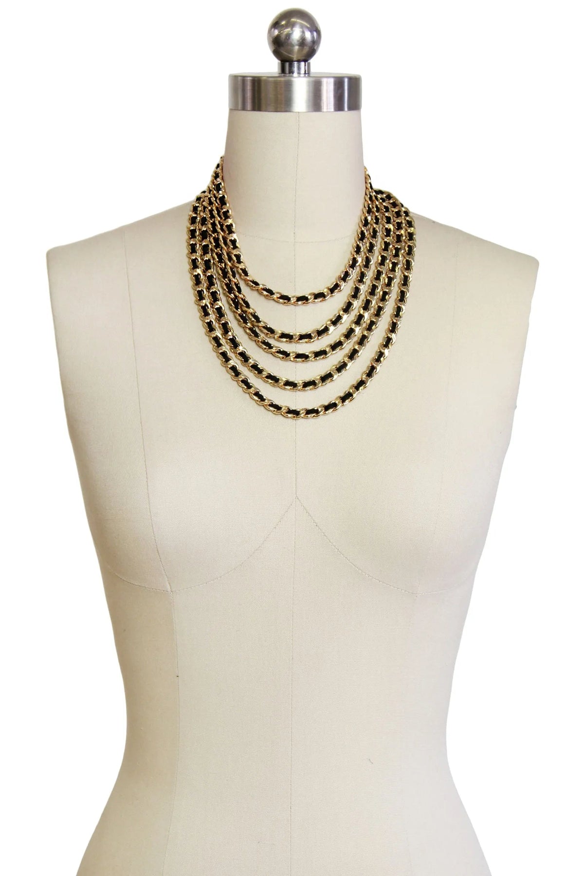 Leather Chain Necklace Black