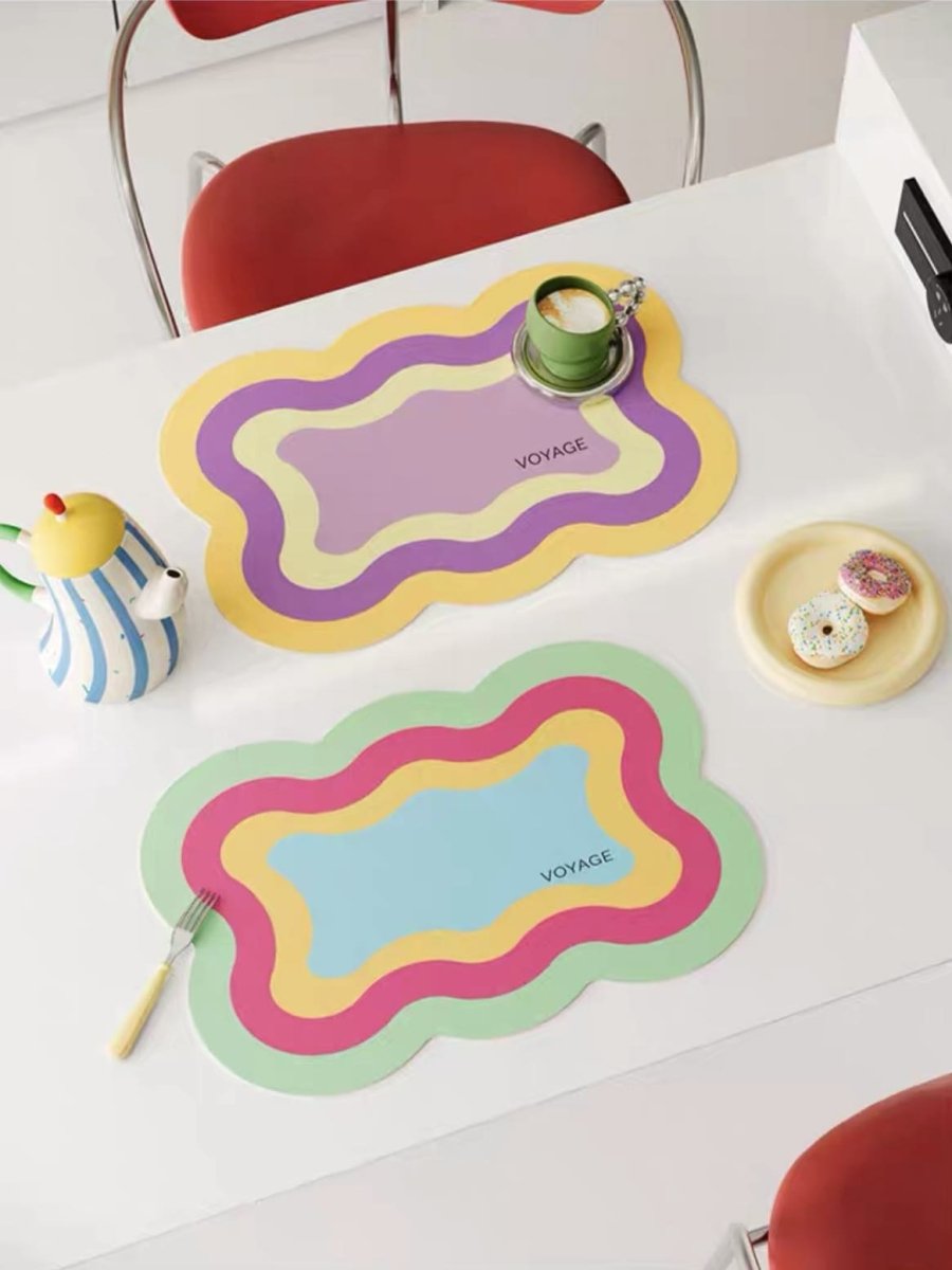 Dopamine Scalloped - edge Placemat Set Of 4 Pcs for Whimsical Table Setting - Scalloped - edge Placemat - Mixed Set of 4 Pcs - INSPECIAL HOME