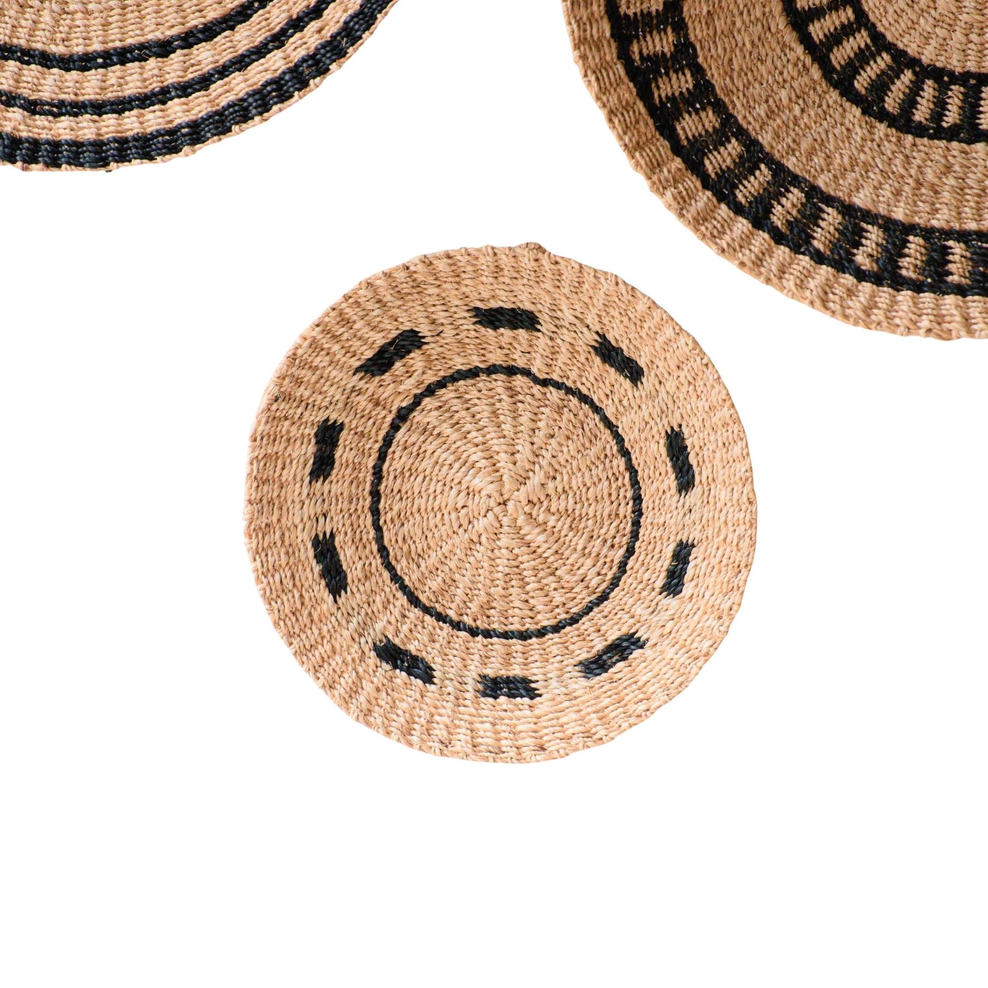Wall Baskets - Natural + Black Wall Baskets, Small - Woven Wall Baskets | LIKHÂ - LIKHÂ