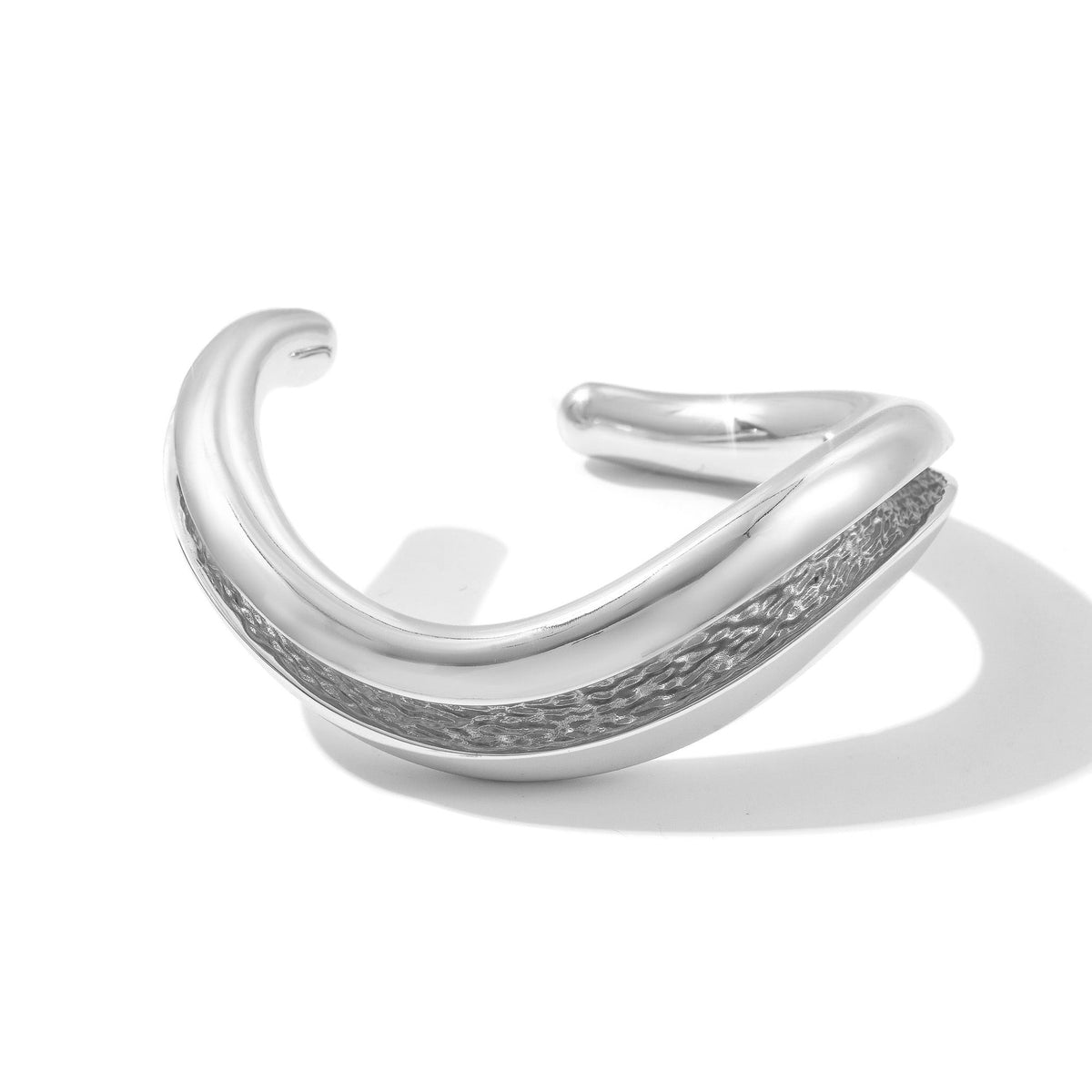 Silver Currents chunky cuff bracelet on white