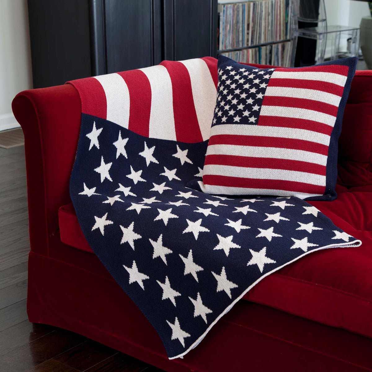 in2green Eco Throw Cotton Sustainable Knit Throw Blanket - American Flag 639266512240 BL01AF1
