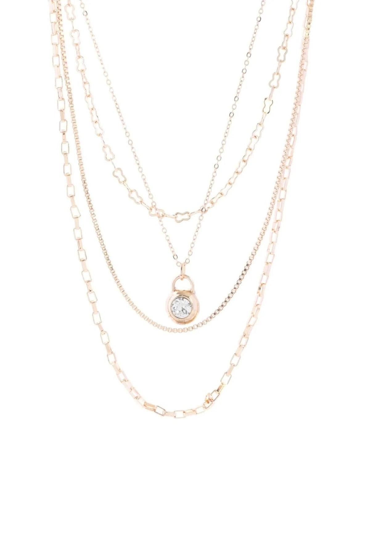 Layered Gold Chain Delicate Pendant Necklace - Gold