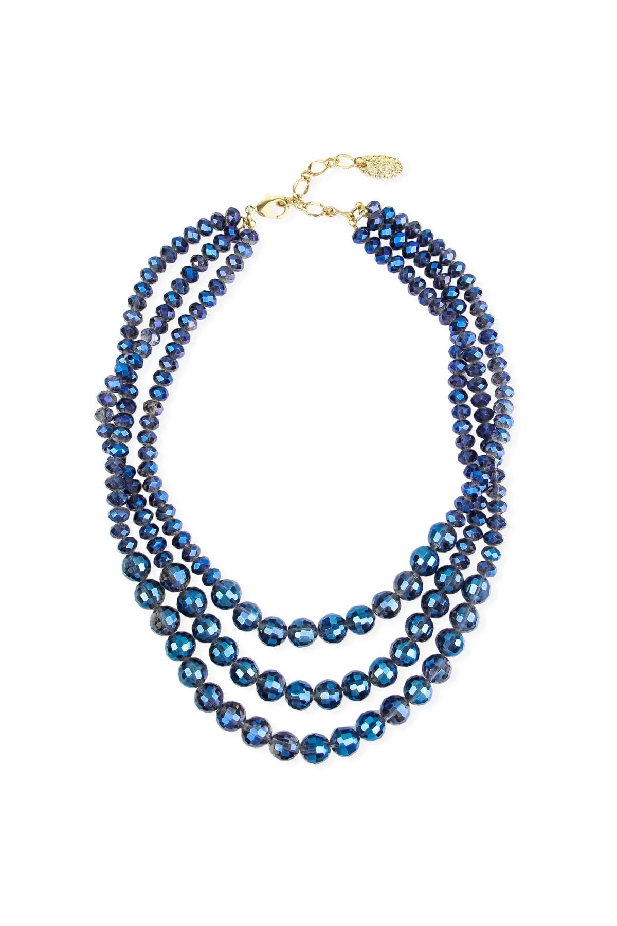 3 Tier Crystal Bead Necklace Royal Blue