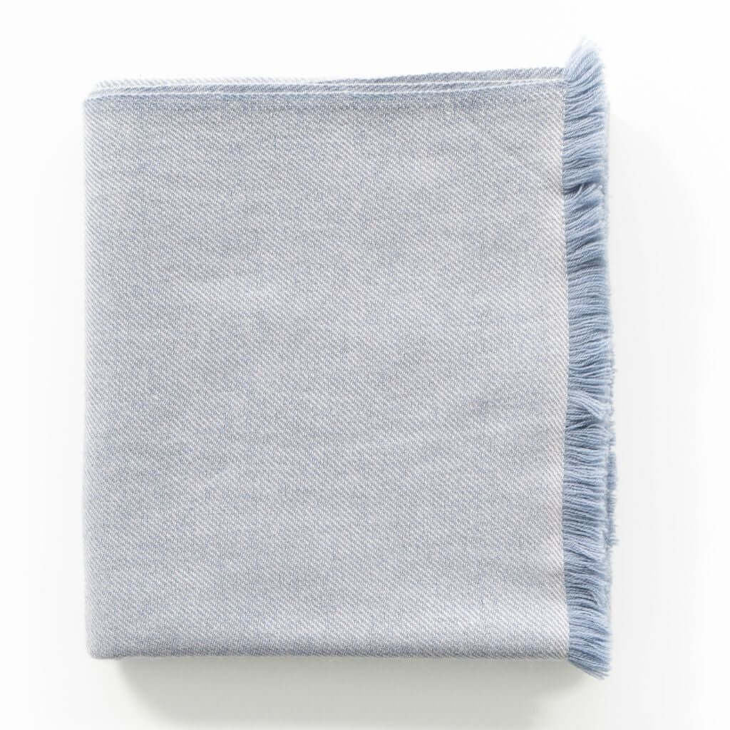 Product Shot of Boro Sky Blue Plush Soft Merino Handwoven Throw  By Variously  