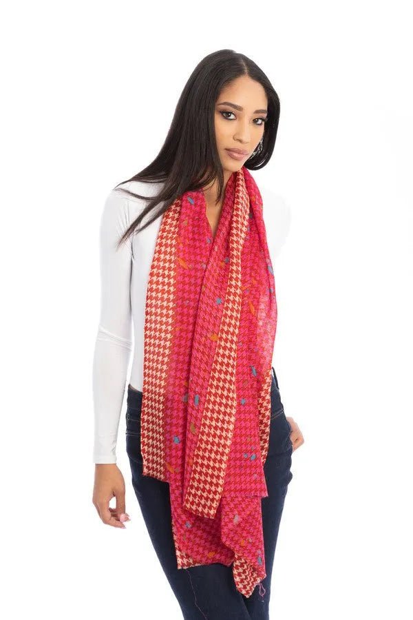 Fun Houndstooth Scarf Light Coral