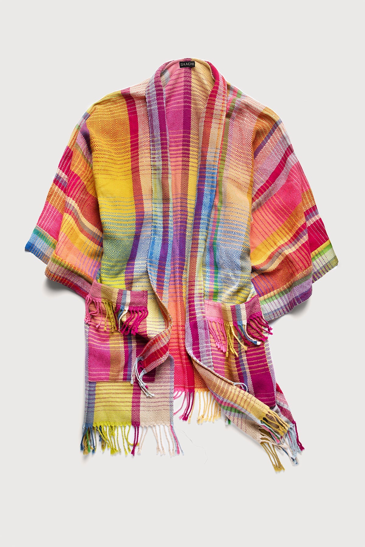 Rainbow Tartan Long Jacket - Green Yellow