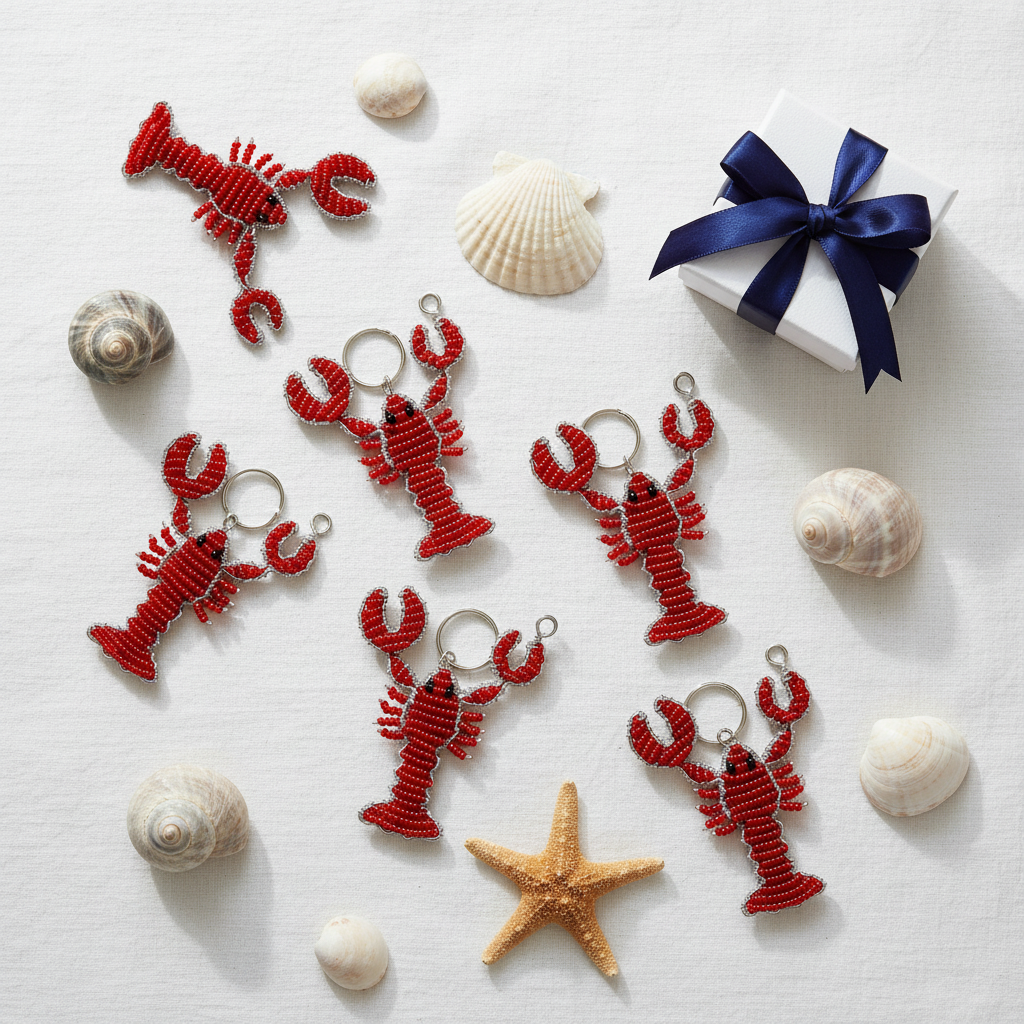 Lobster Keyring Set of 6 - lifestyle gift flat lay