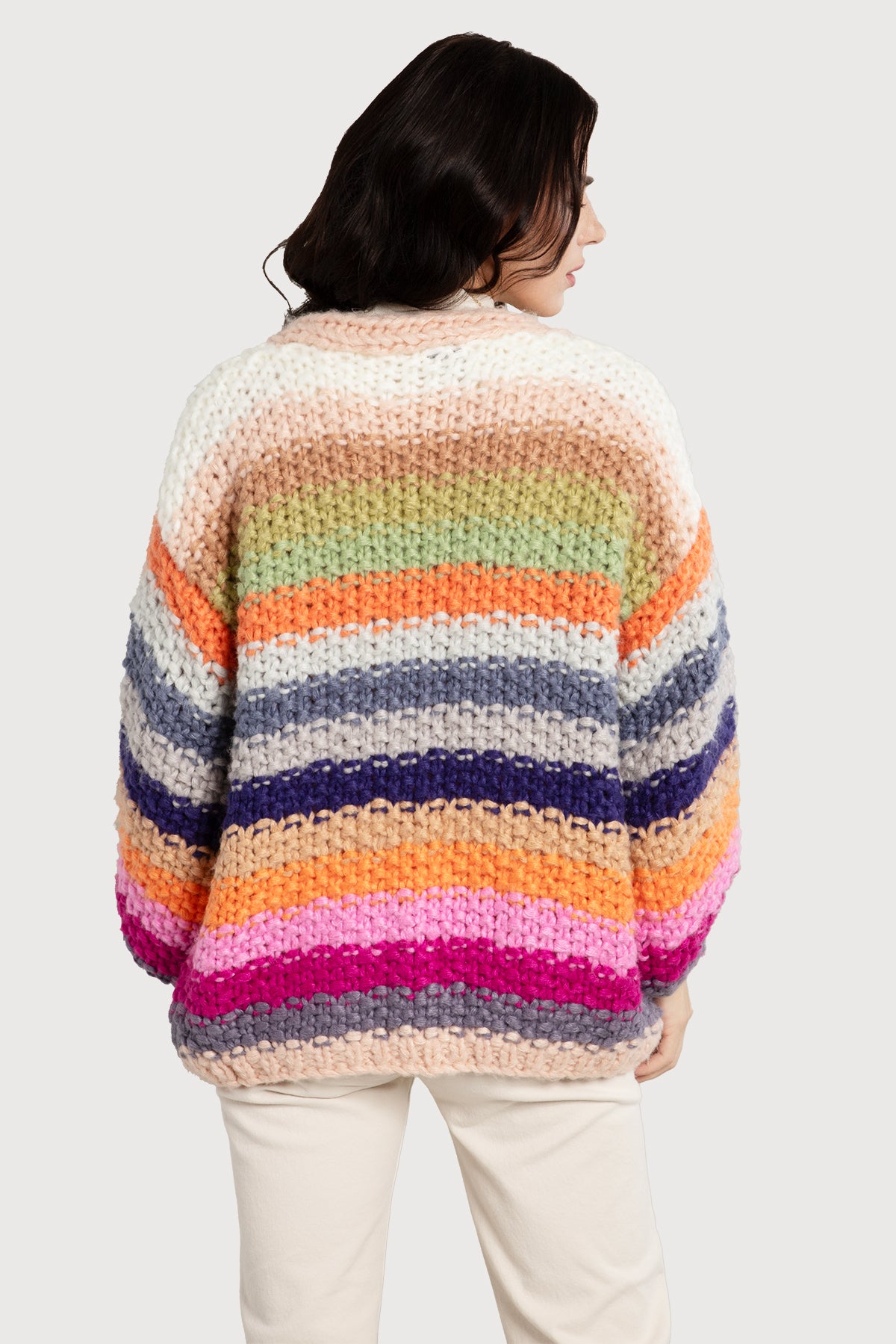 Rainbow Knitted Cardigan - Light Multi