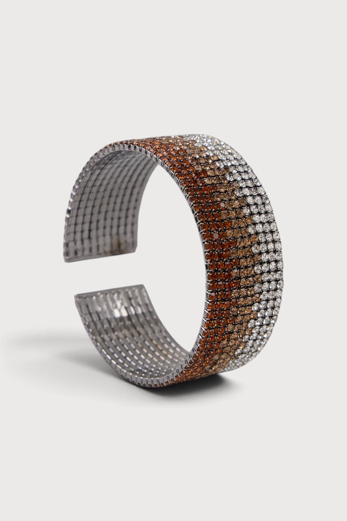 Crystal Row Cuff Bracelet - Rust Gold Silver