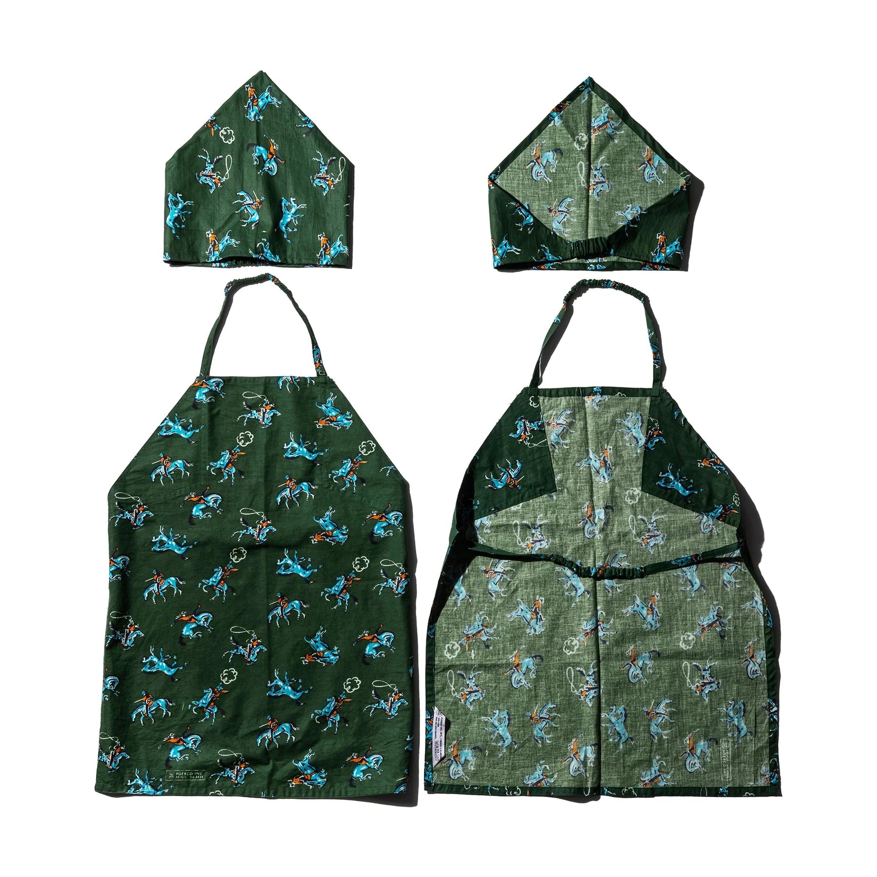 Hand Printed Kids Apron With Kerchief Cowboy 2