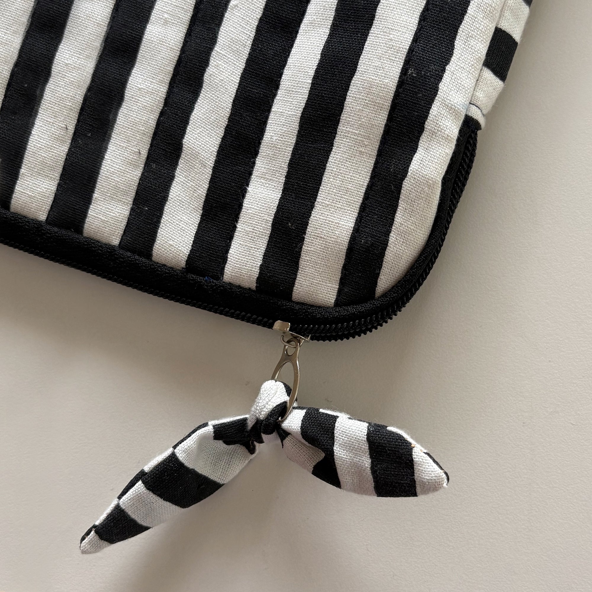 Quilted Cotton Tablet Sleeve + Hand Block Printed Stripes