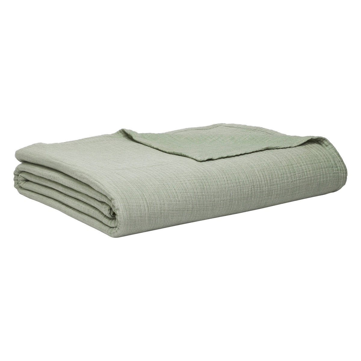 BL-864-9496_8|Elegantly folded sage green textured blanket, revealing its cozy softness and versatile design, perfect for home styling.