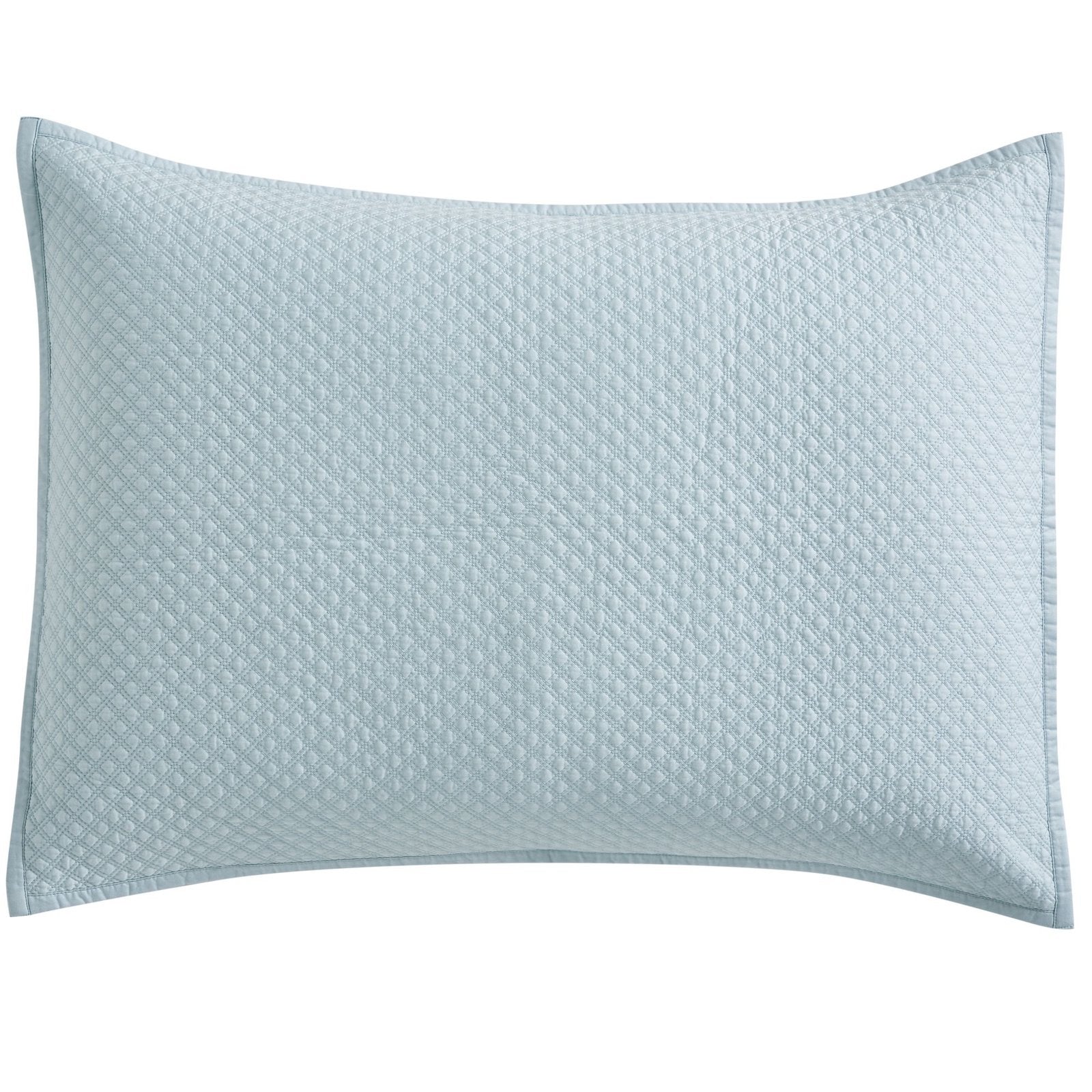 SS-252-2026_1|Calming light blue diamond-quilted coverlet sham, ideal for adding a touch of peaceful elegance and texture to your bed.
