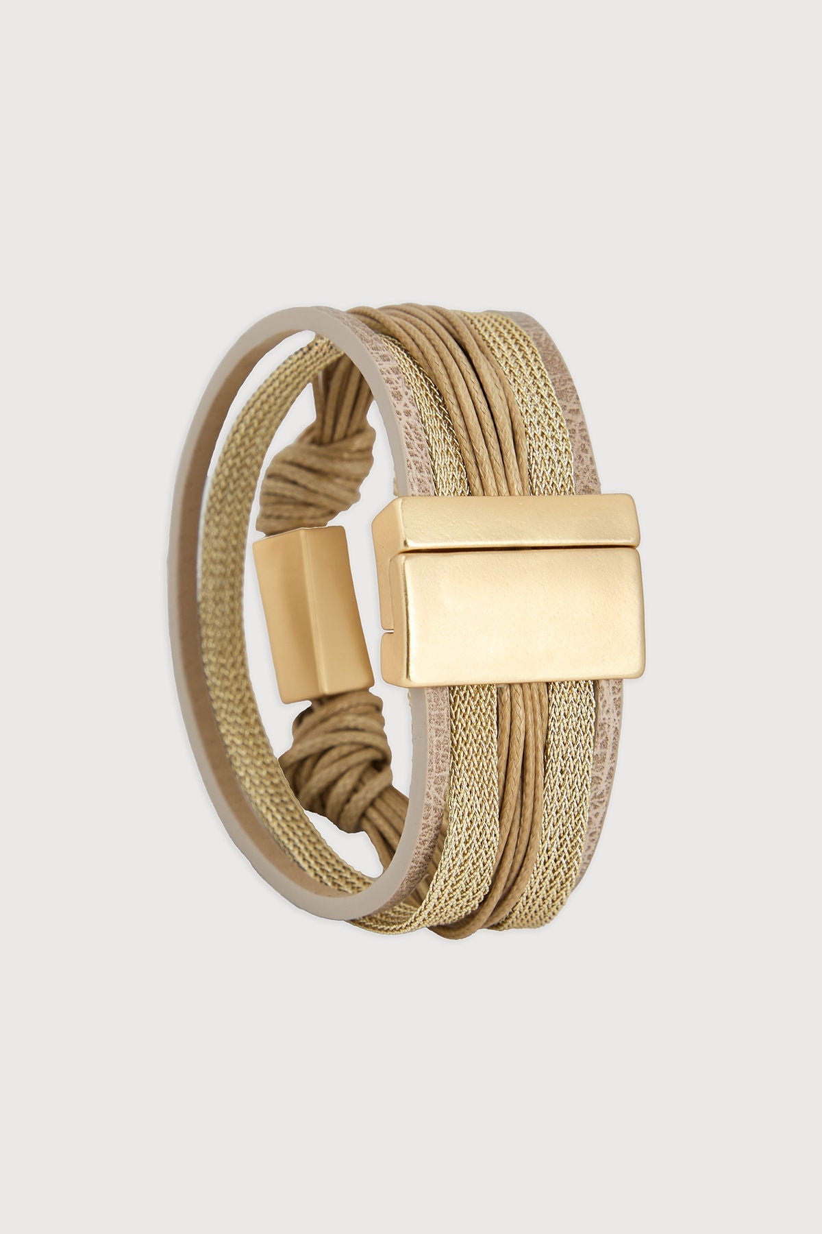 Rectangle Charm Cord Bracelet - Taupe
