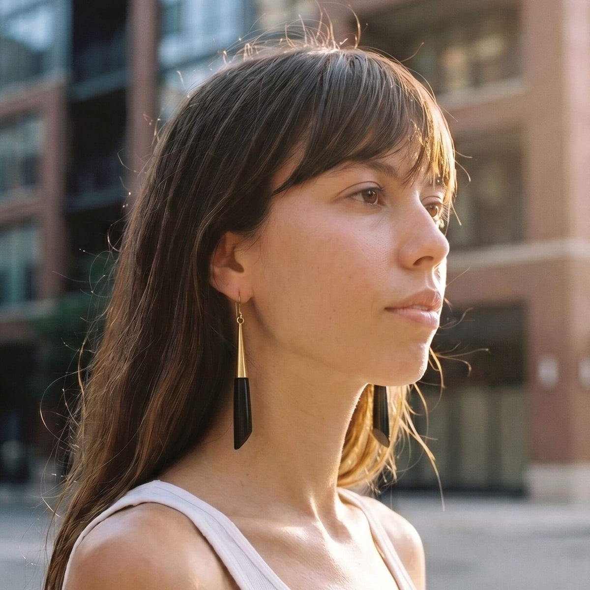 Brass & Bone Teardrop Drop Earrings | Shela #color_black