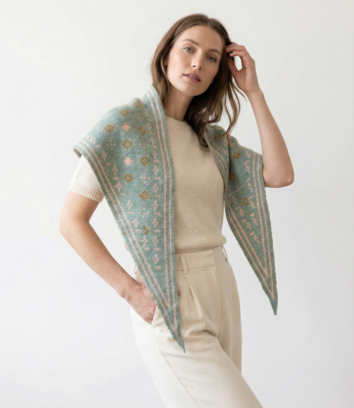 Foulard Knit Triangle Scarf - Light Blue