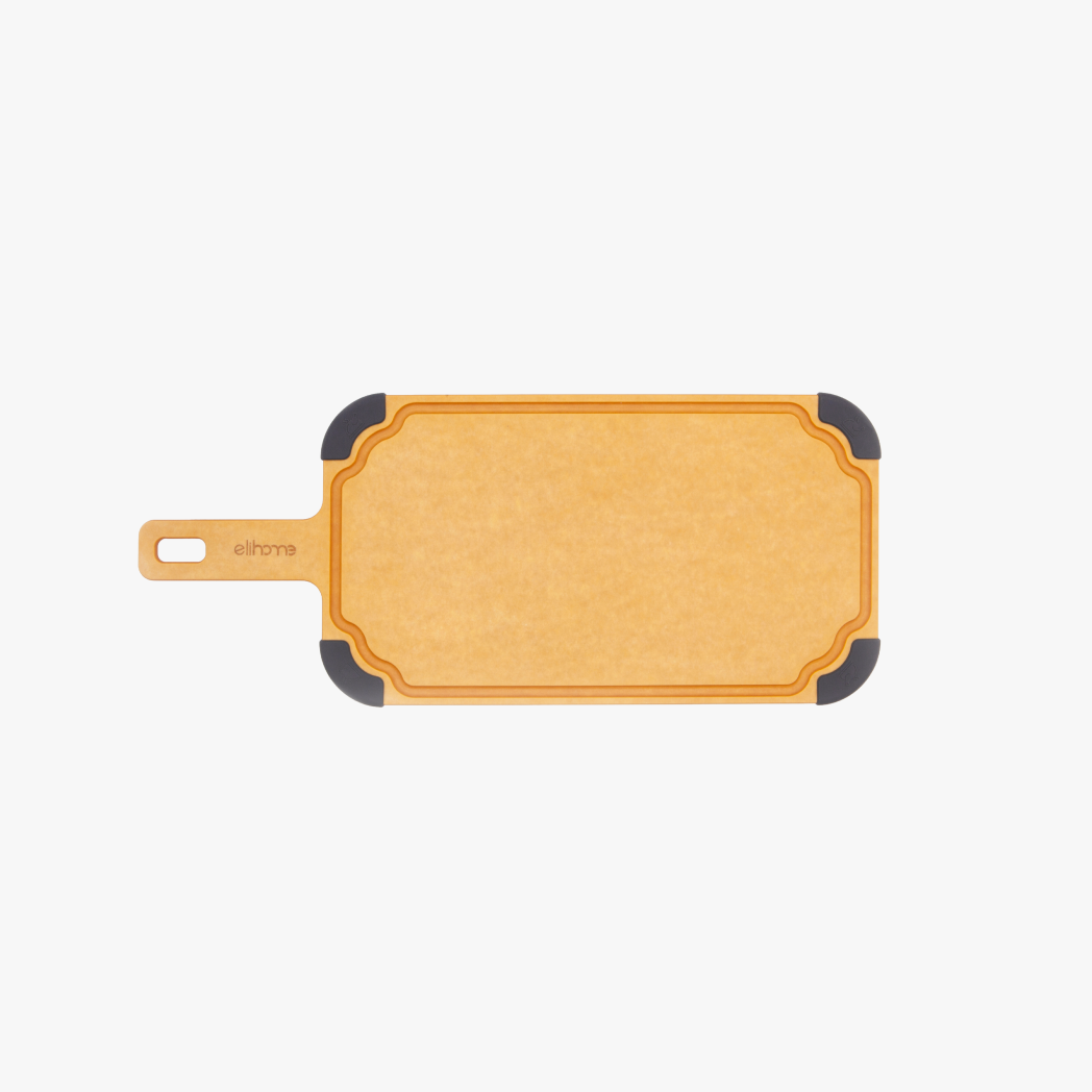 Elihome Paddle Series Cutting and Serving Board with Handle, Large 18" x 7.5" - wood fiber paddle board with juice groove and non-slip corners