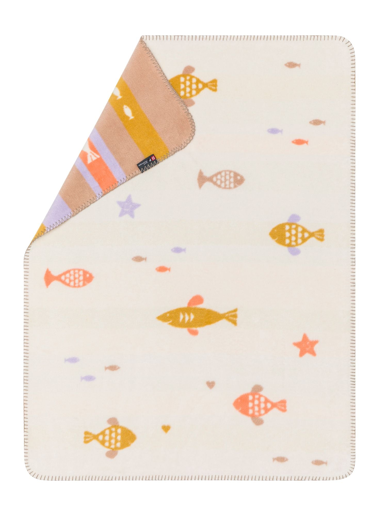 MILA baby blanket "school of fish" in . Blanket made by David Fussenegger , a family-run mill in Austria.