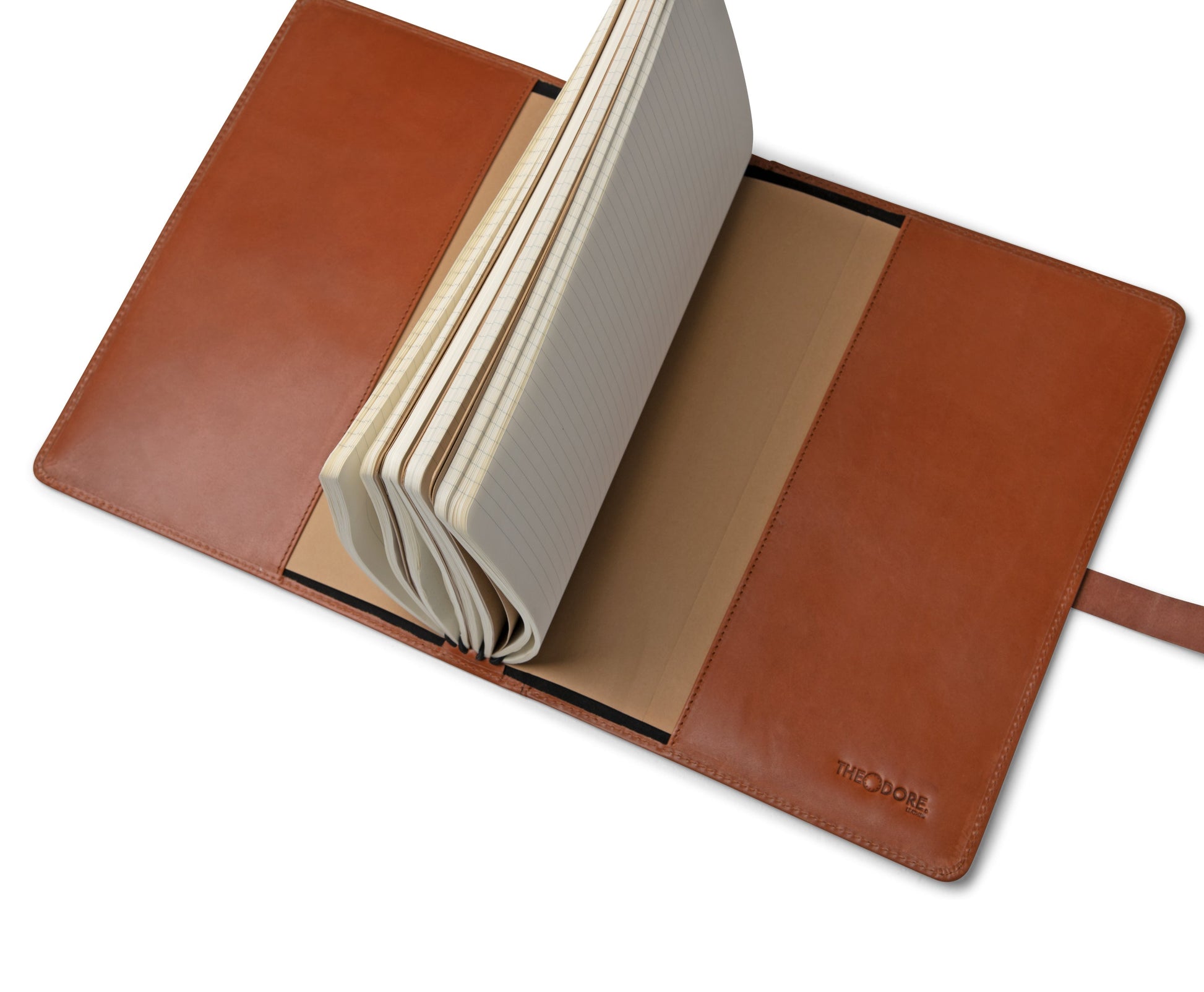 Cognac Brown Leather Binder with gift bag and box