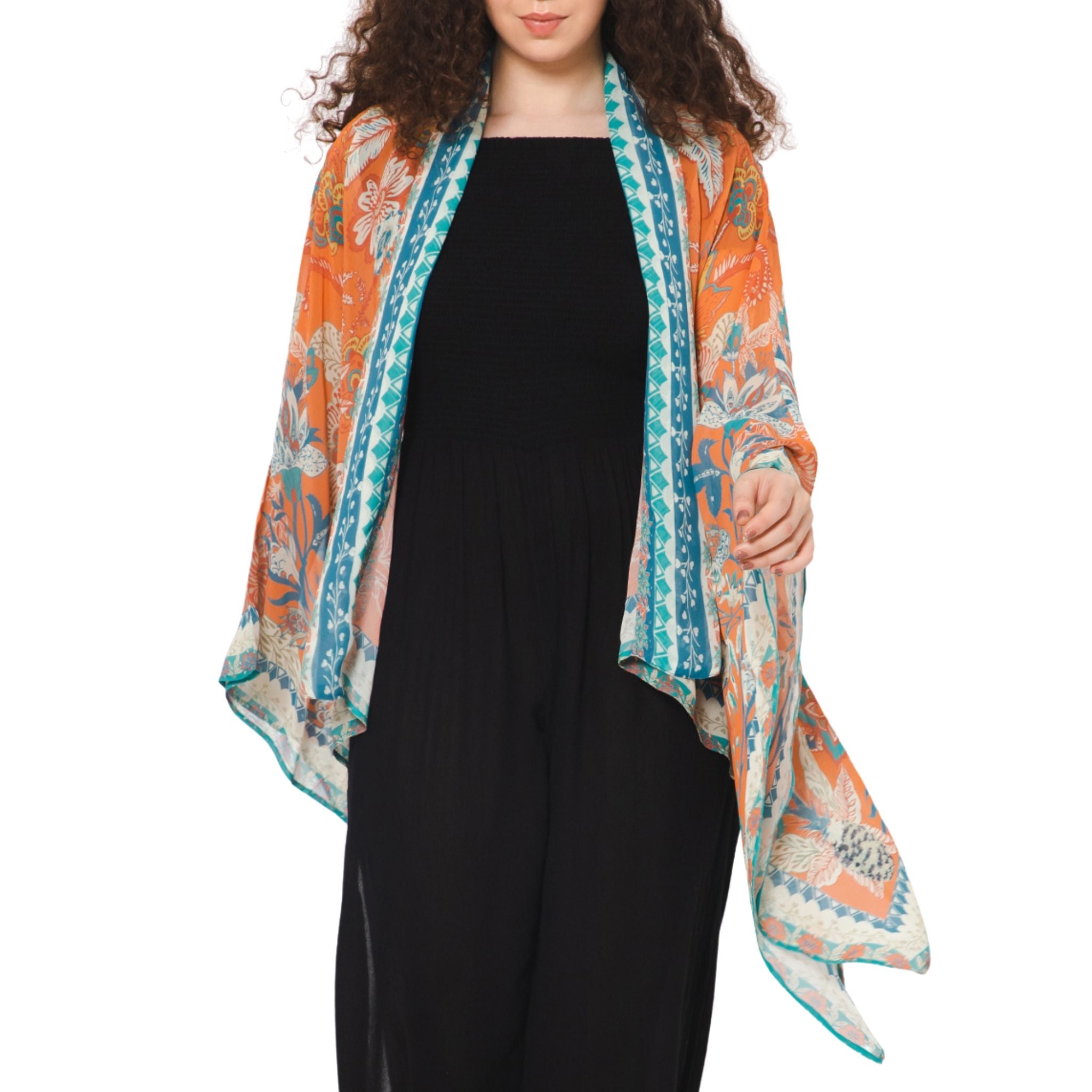 Wildflower Sheer Kimono - Tangerine