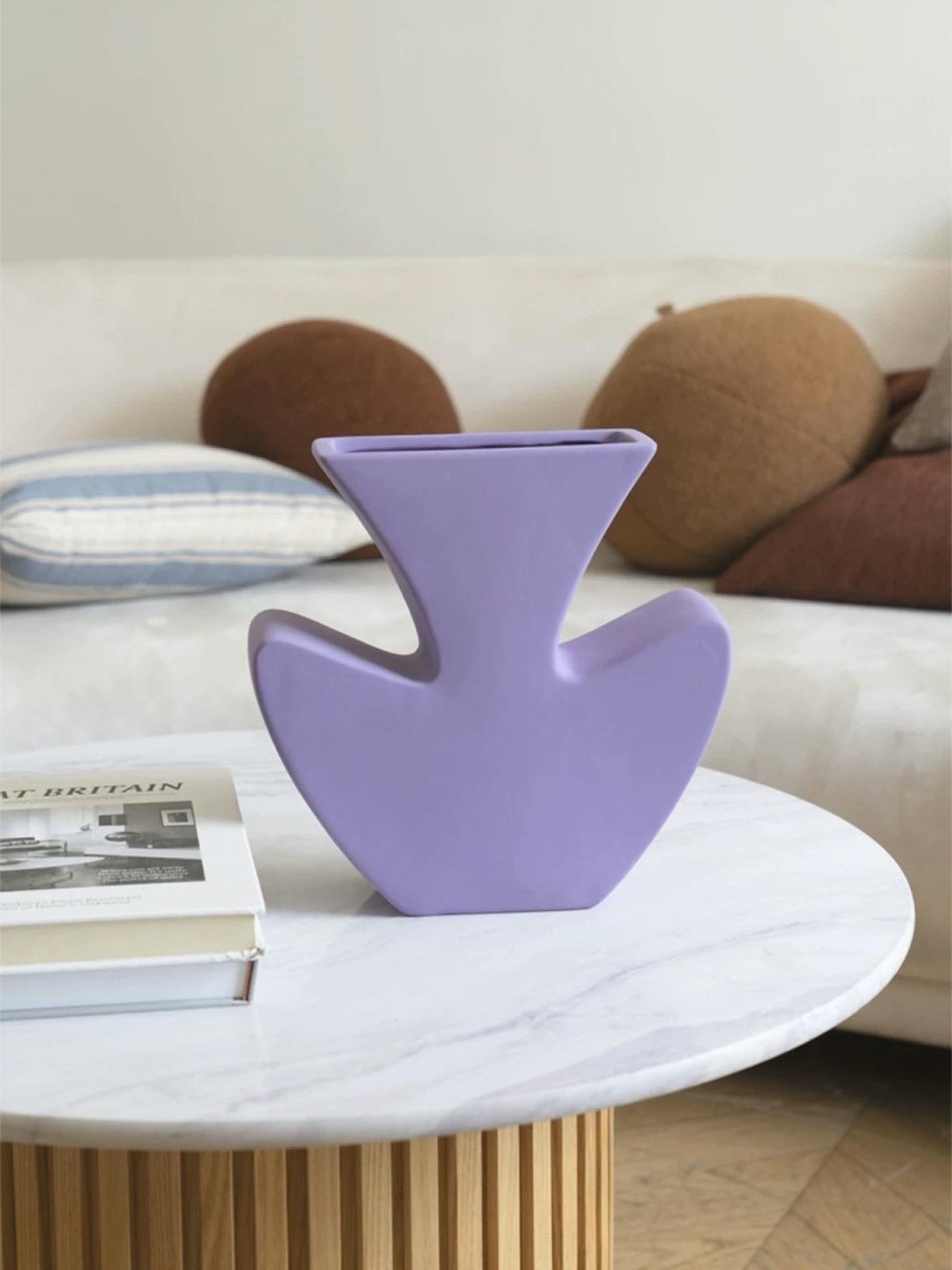 Handmade Memphis Funky Lavender Ceramic Vase, Decorative Flower Vessel - Vases - Funky Memphis Lavender Vas - INSPECIAL HOME
