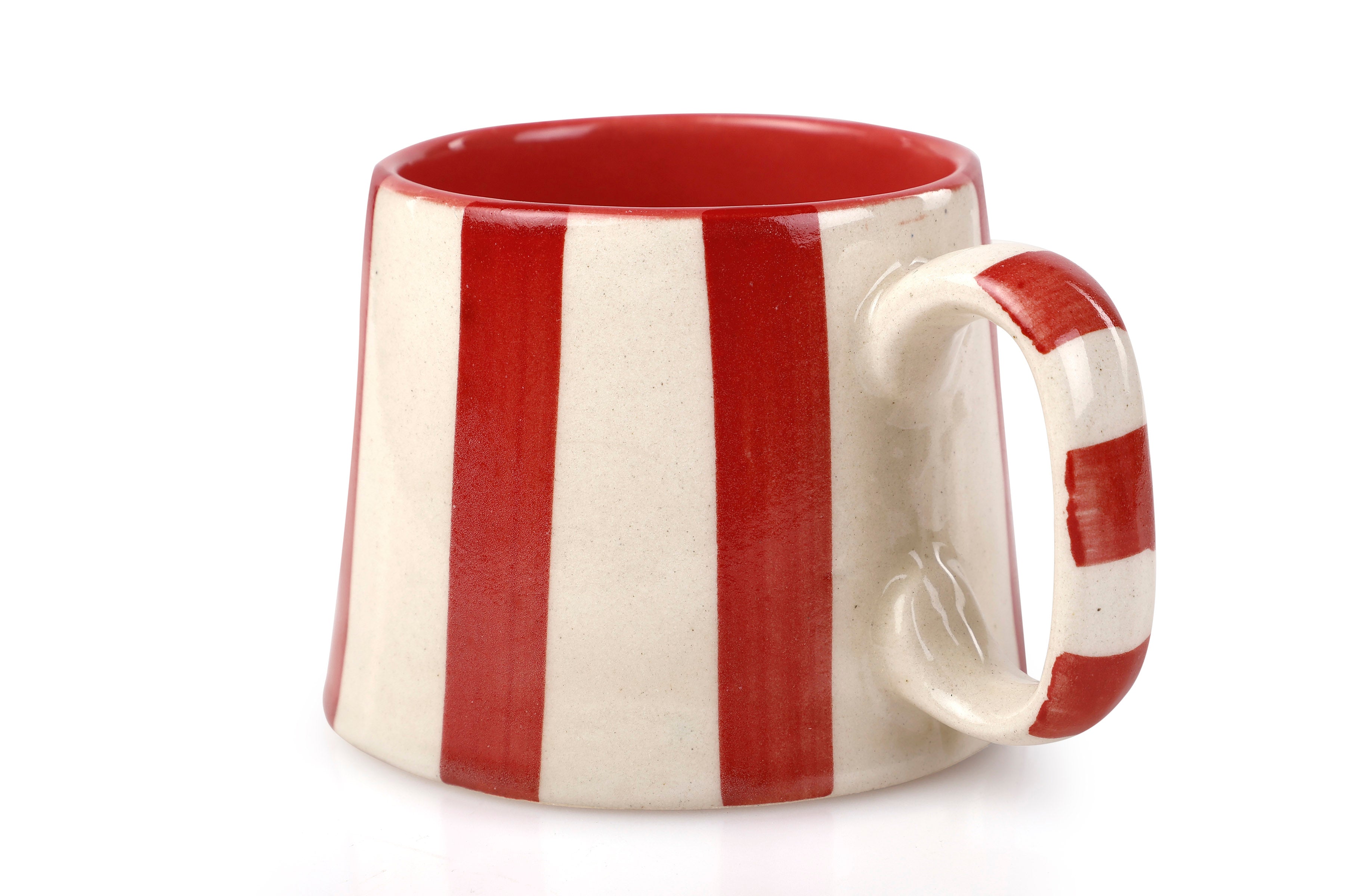 Ceramic Red Stripe Coffee Cup - Thumbnail 4