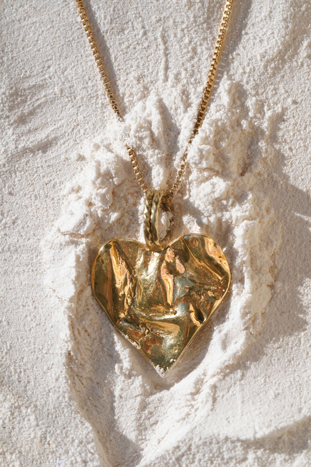 Gold Heart Rock Necklace - Chain or Leather - Dea Dia