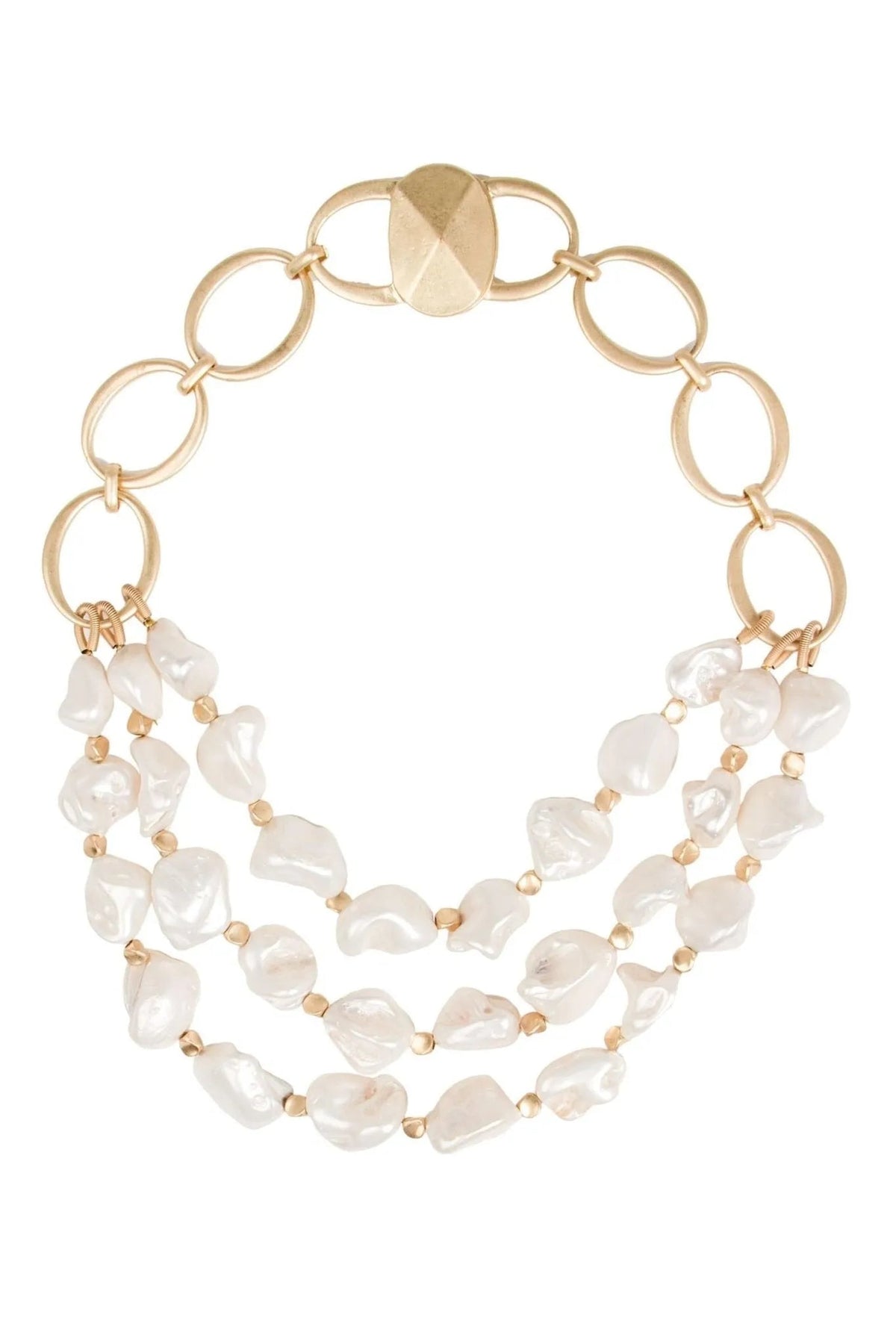 Chunky Pearl Multi Chain Necklace - White