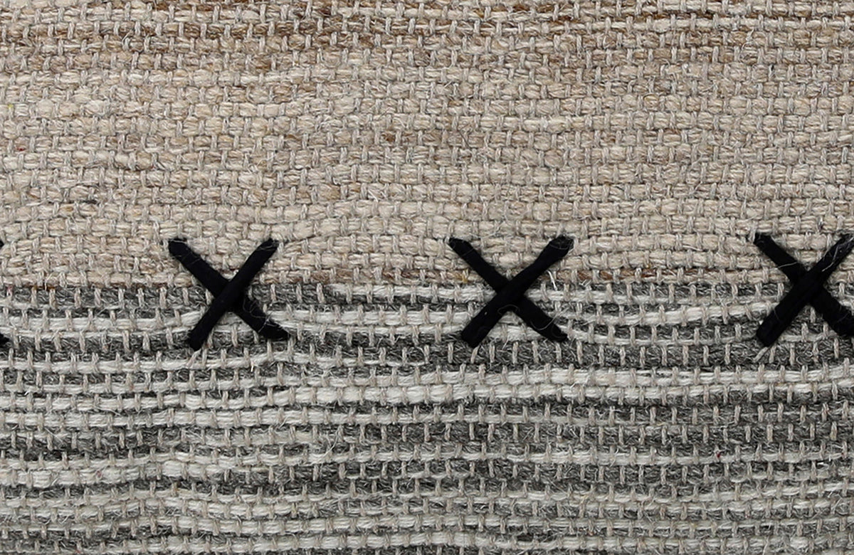 Milan Handwoven Wool & Cotton Lumbar Pillow - Grey/Taupe/Black (14" x 26")