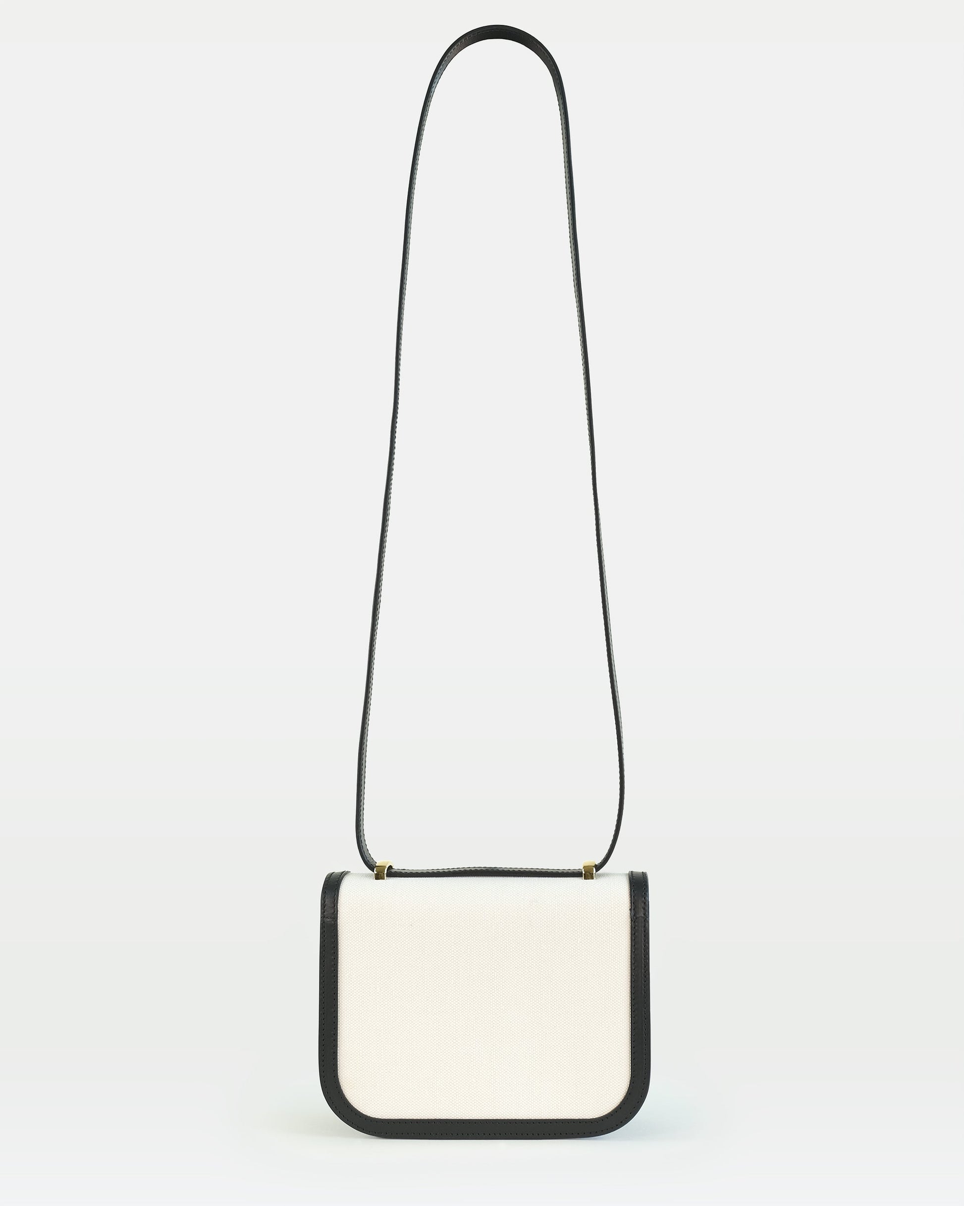 Small Crossbody in canvas and vegetable tanned calfskin leather - OffWhite/Black - Inside - Maya Crossbody | MODHER