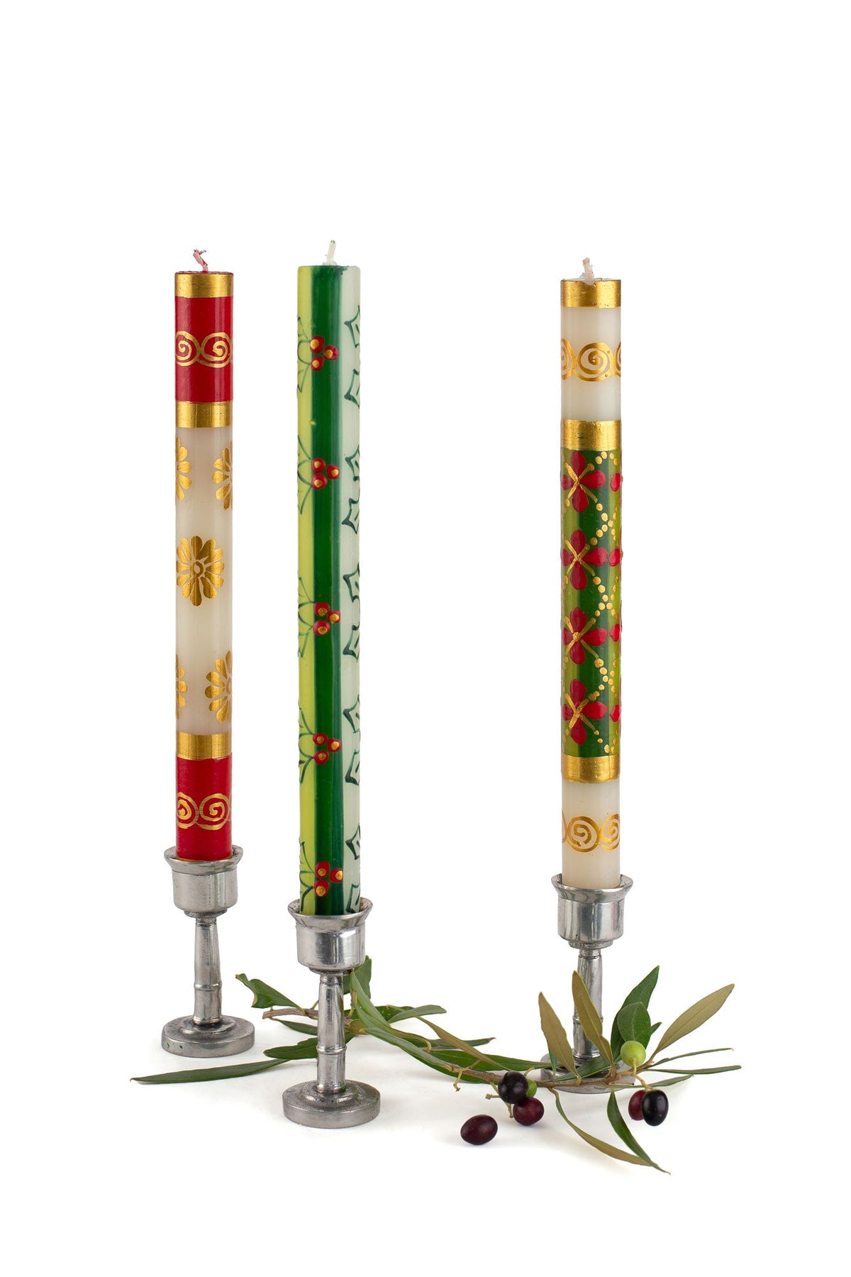 Christmas Classics - Set of 3 Taper Candle Pairs (6 Candles)