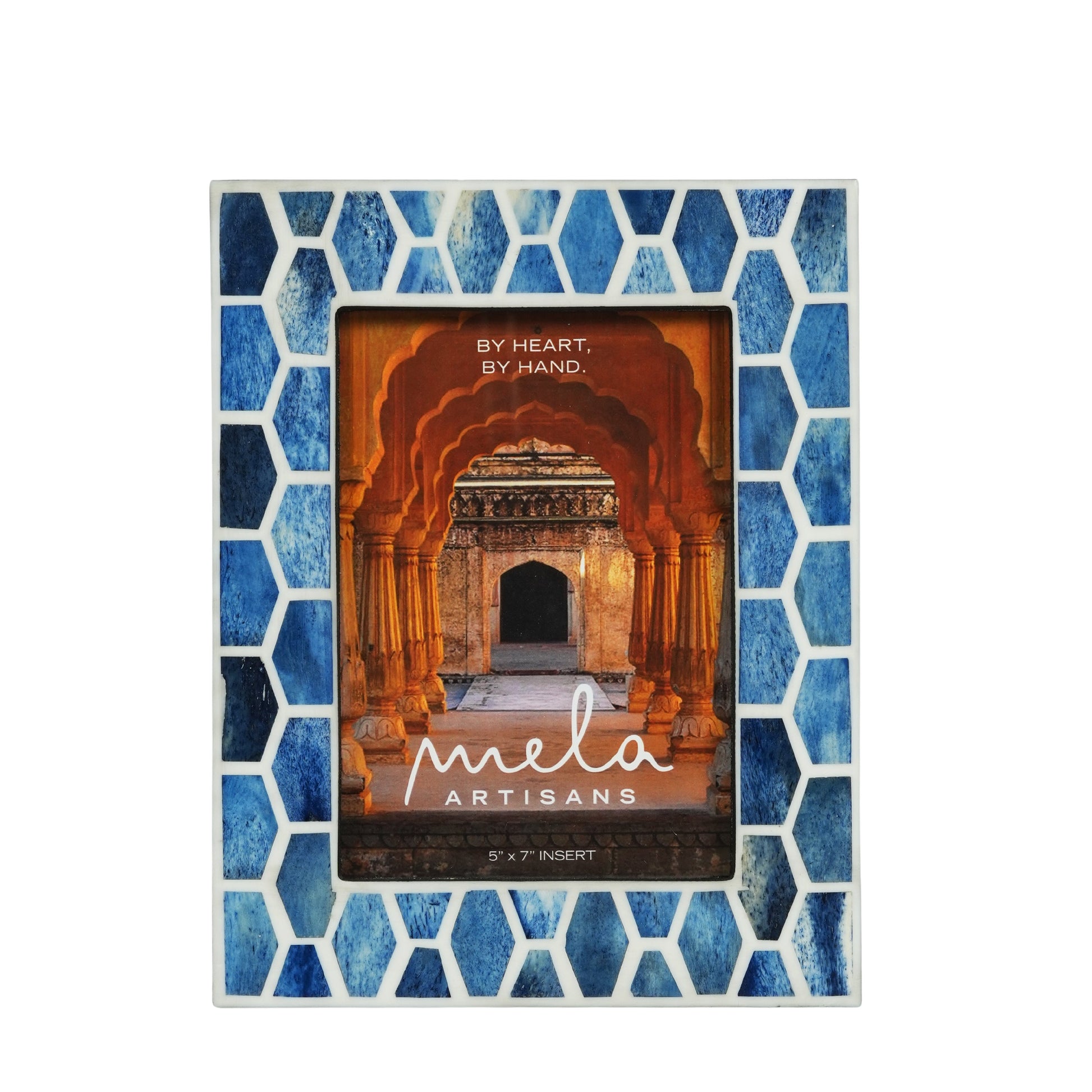 Gramercy bone inlay photo frame with floral mosaic design