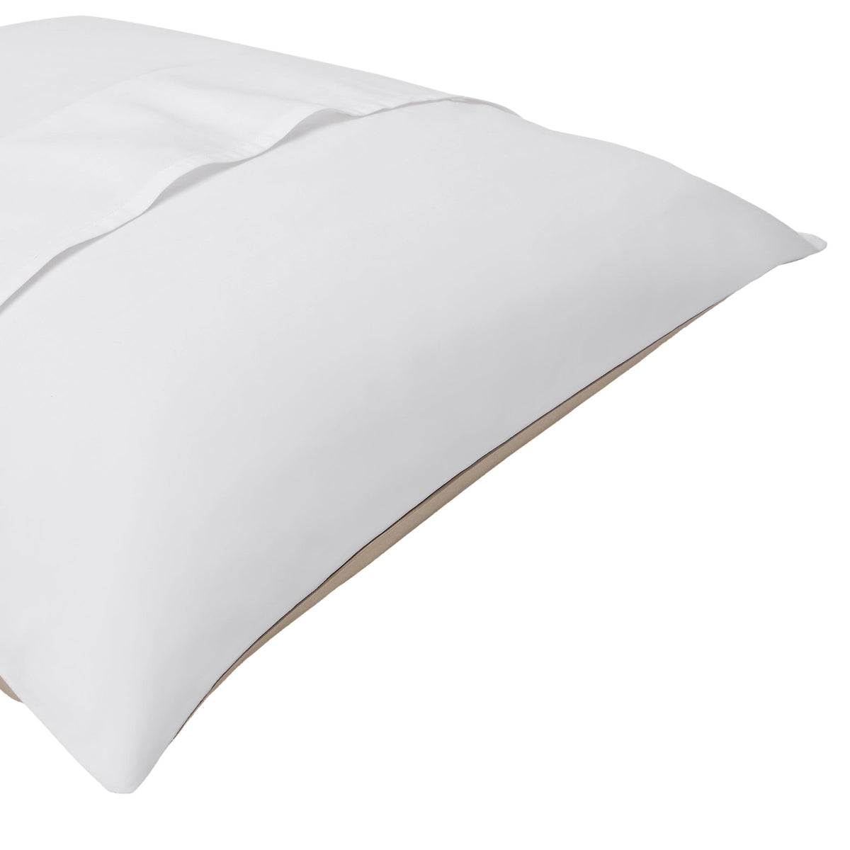 SS-063-2026_2|Minimalist white duvet cover with a subtle, sophisticated beige trim detail, providing a chic and understated bedding solution.