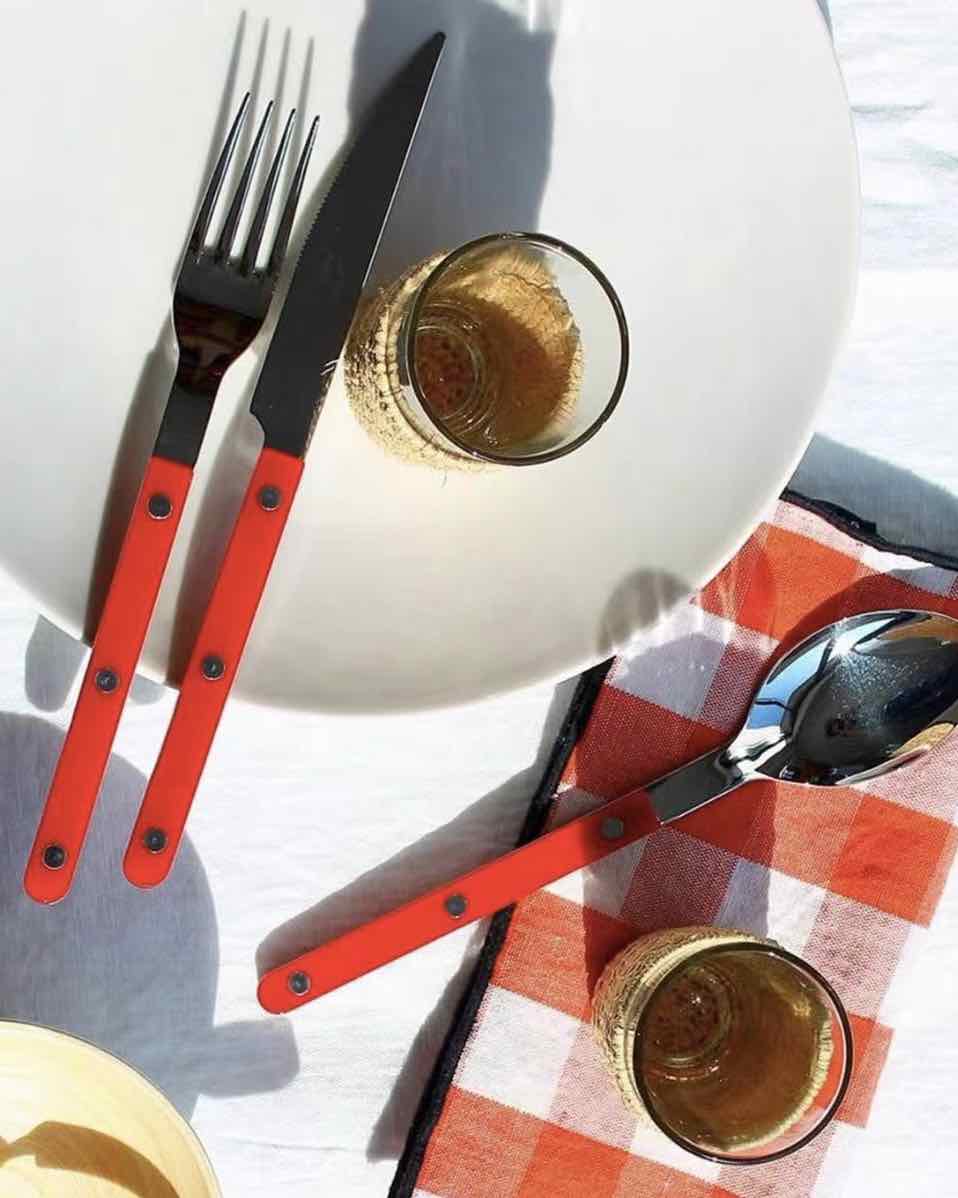 Set Of 10 Pcs French Dopamine Flatware - Bistrot Cutlery Silverware Set ( $3.99 Each ) - Set Of 10 Pcs French Dopamine Flatware-Orange - INSPECIAL HOME