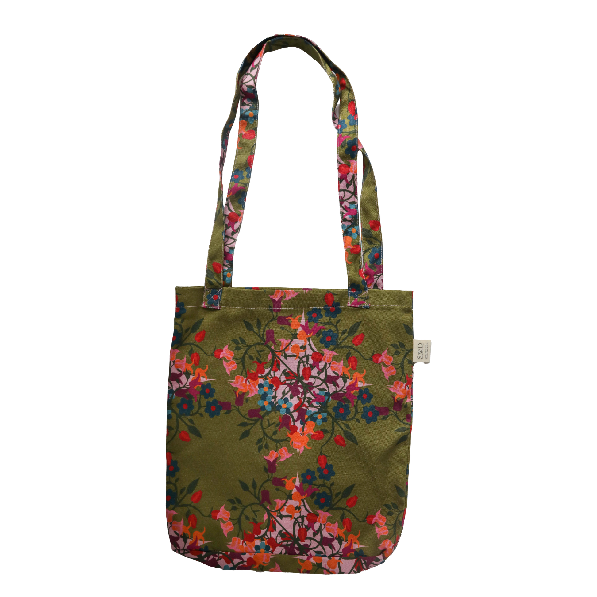Green Floral Tote Shoulder Bag