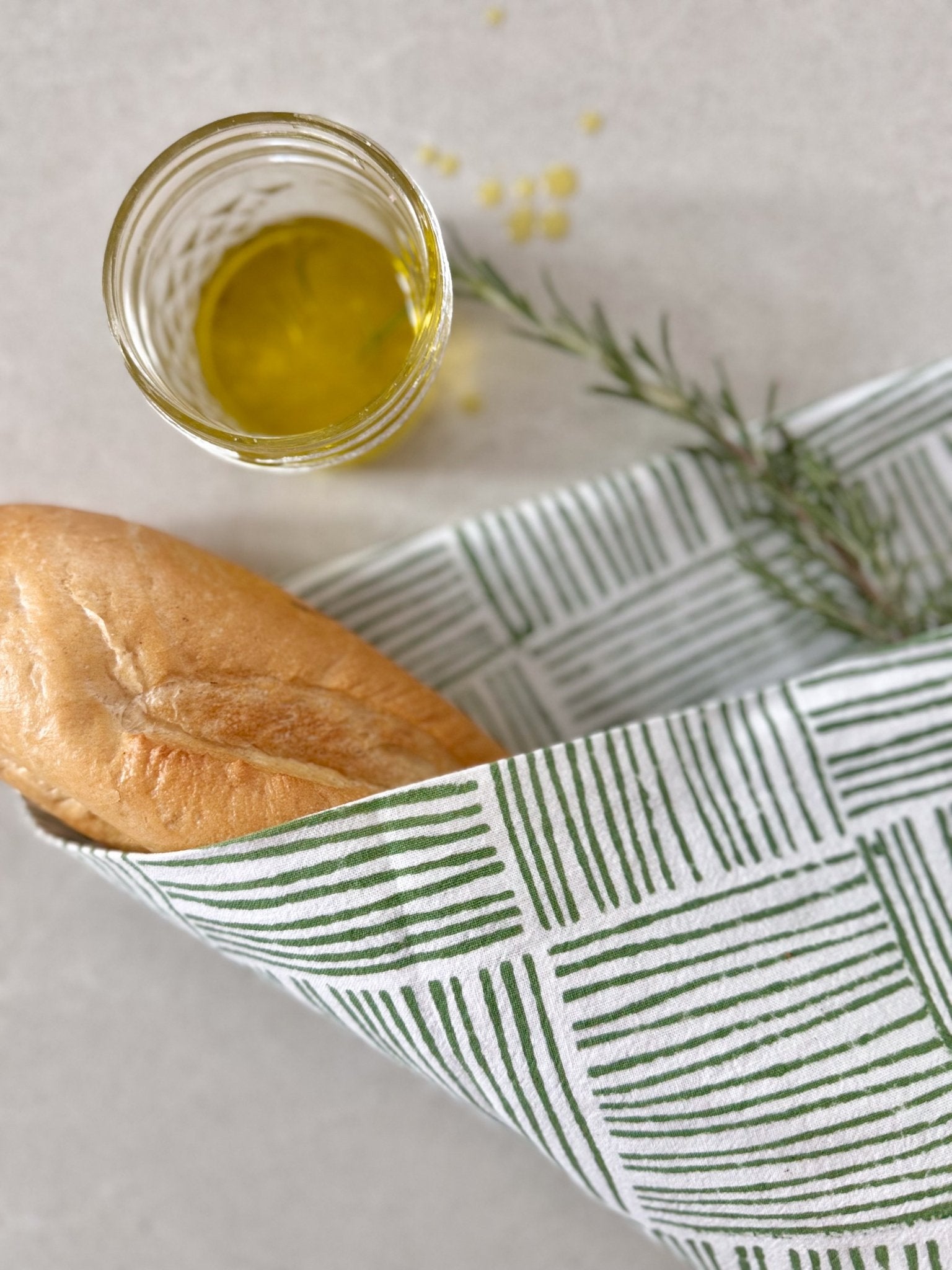 Tea Towel - Lotus, Sage & Uniform Blue - The Mended Company