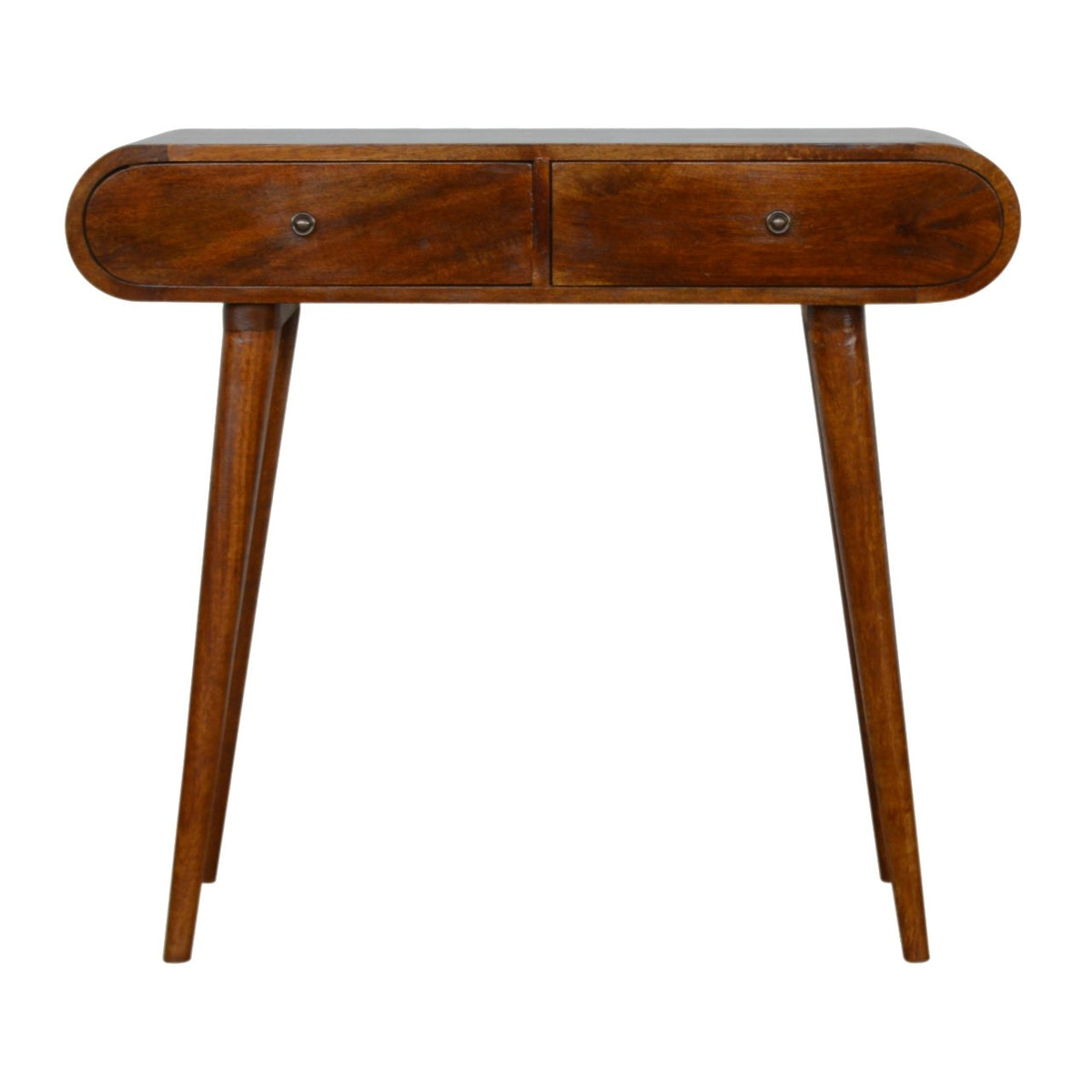 Solid Wood London Console Table, 2-Drawers, Chestnut, Brown