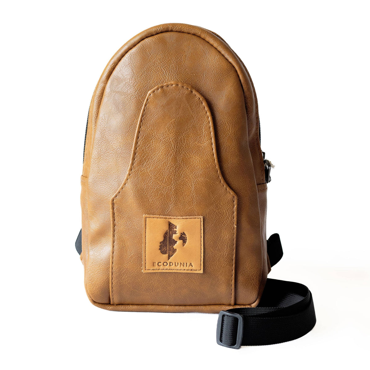 Buru dark tan vegan leather hands-free sling bag #color_brown