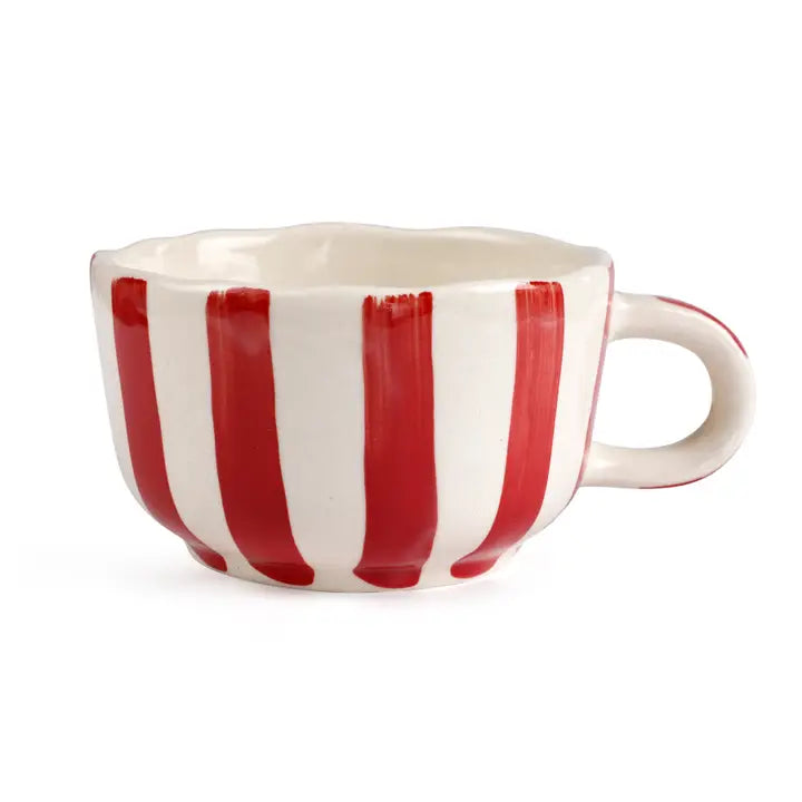 Red Cappuccino Cup | Handpainted Ceramic | 2.9 x 3.9 in