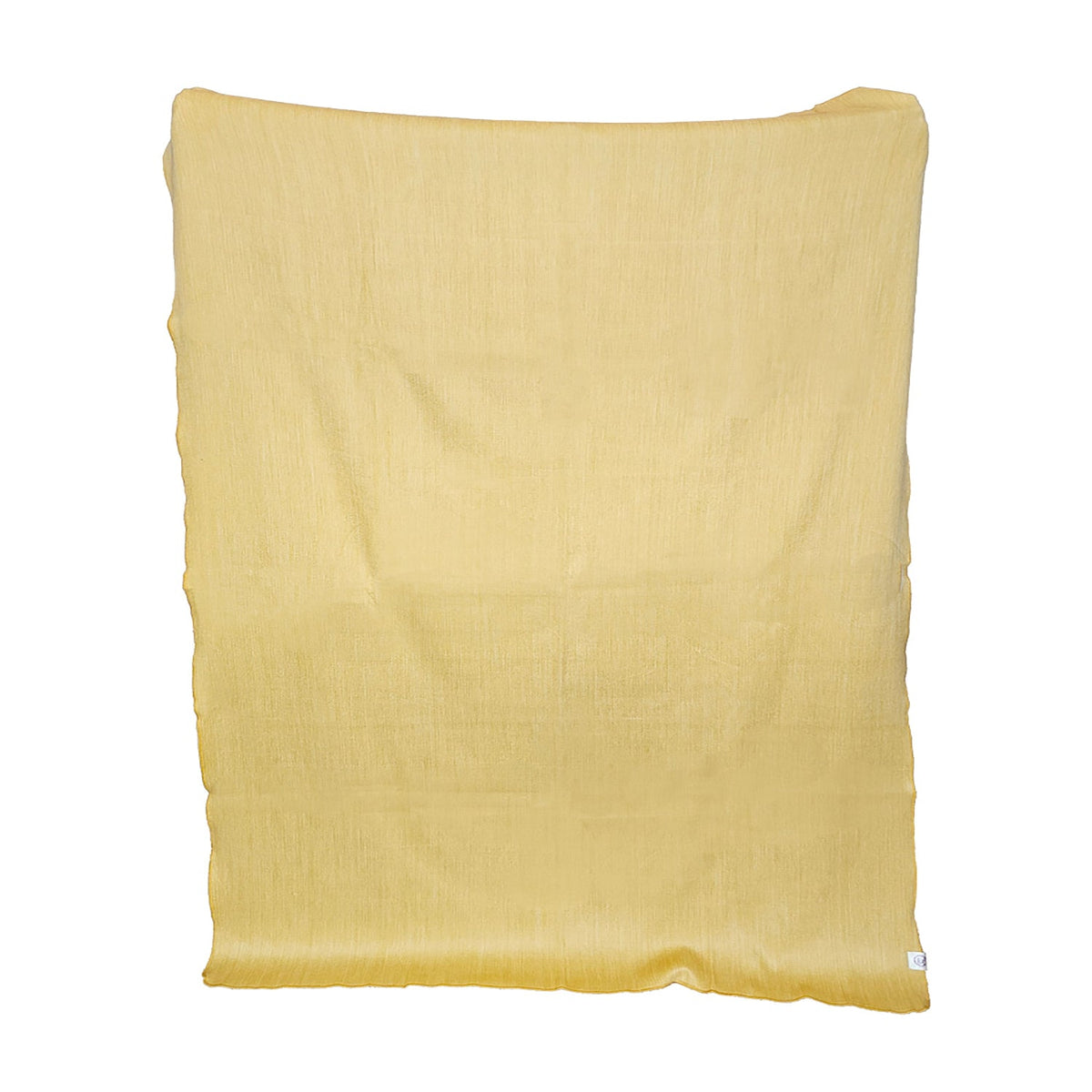 A reversible throw blanket with one side in daffodil yellow and the other in a lighter off-white color, displaying a solid pattern.
