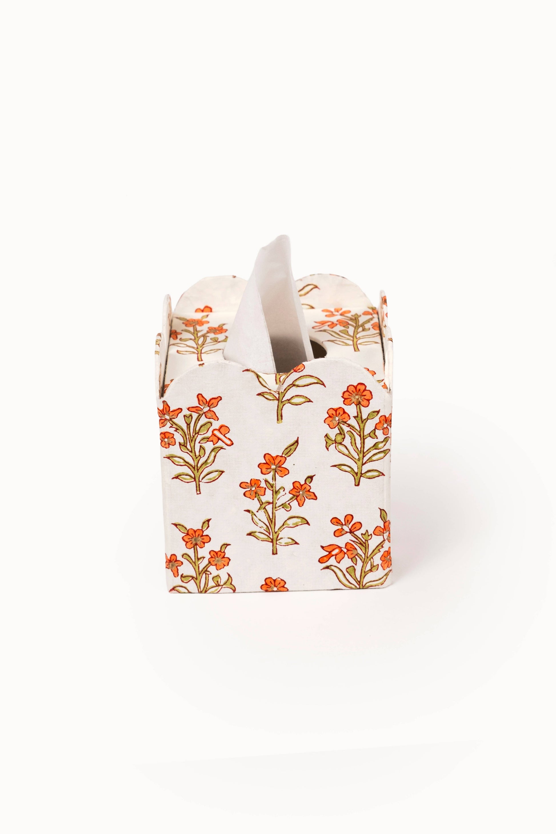 Block Print Tissue Box Cover - Leela Apricot (Collapsible)
