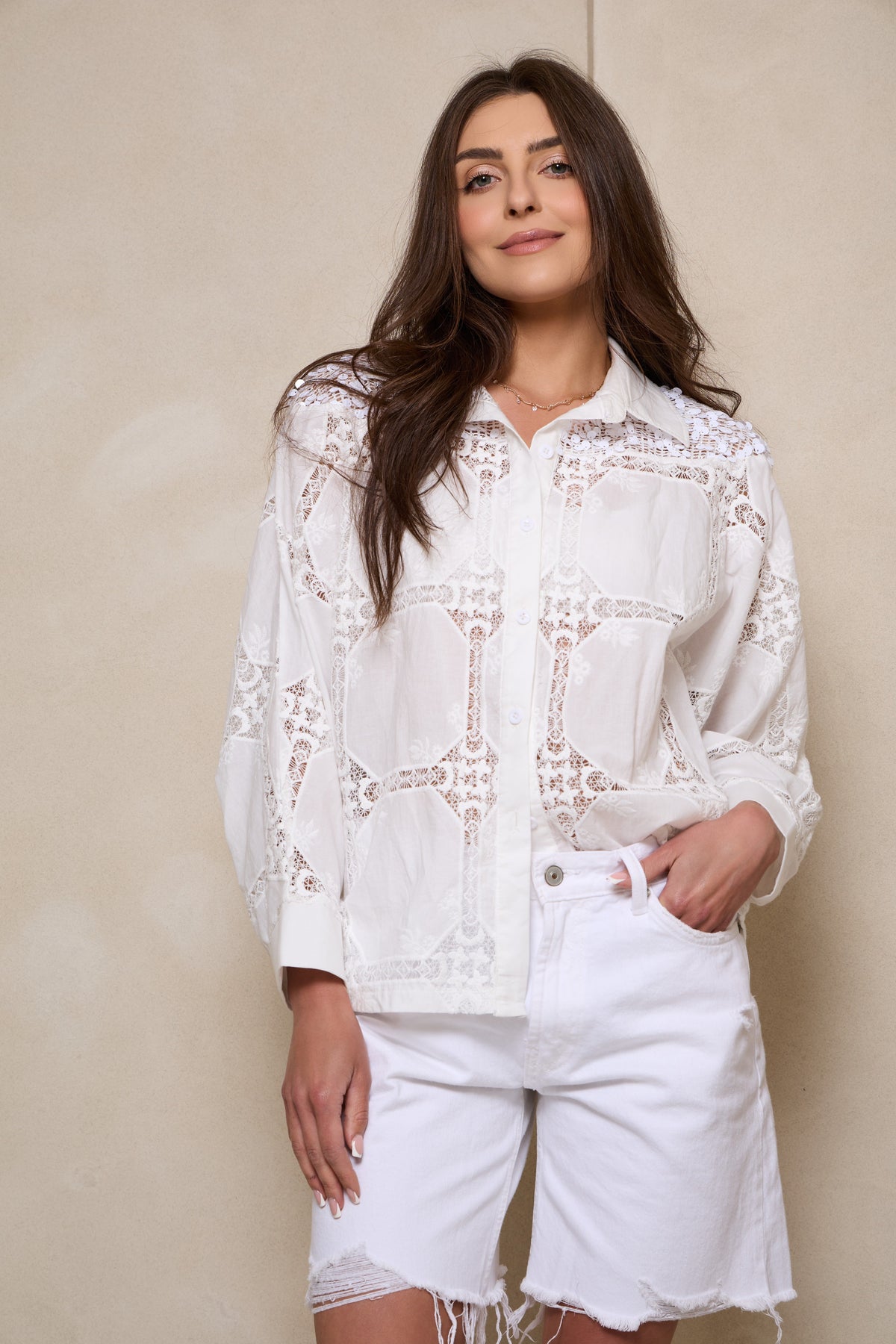 Heirloom Lace Button Up Blouse - White